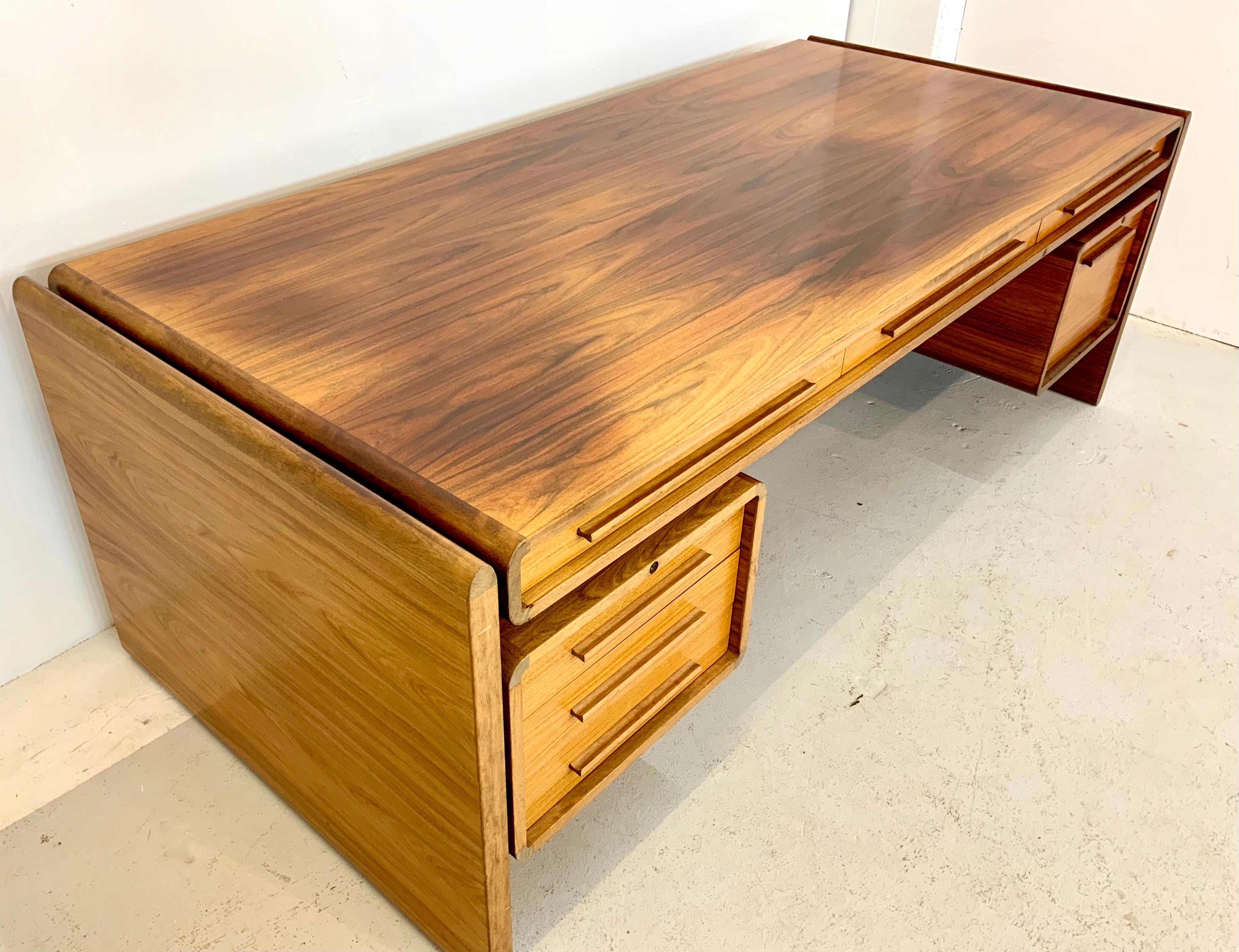 Wood By Svend Dyrlund Santos Rosewood Executive Midcentury Danish Modern Desk, 1960s For Sale