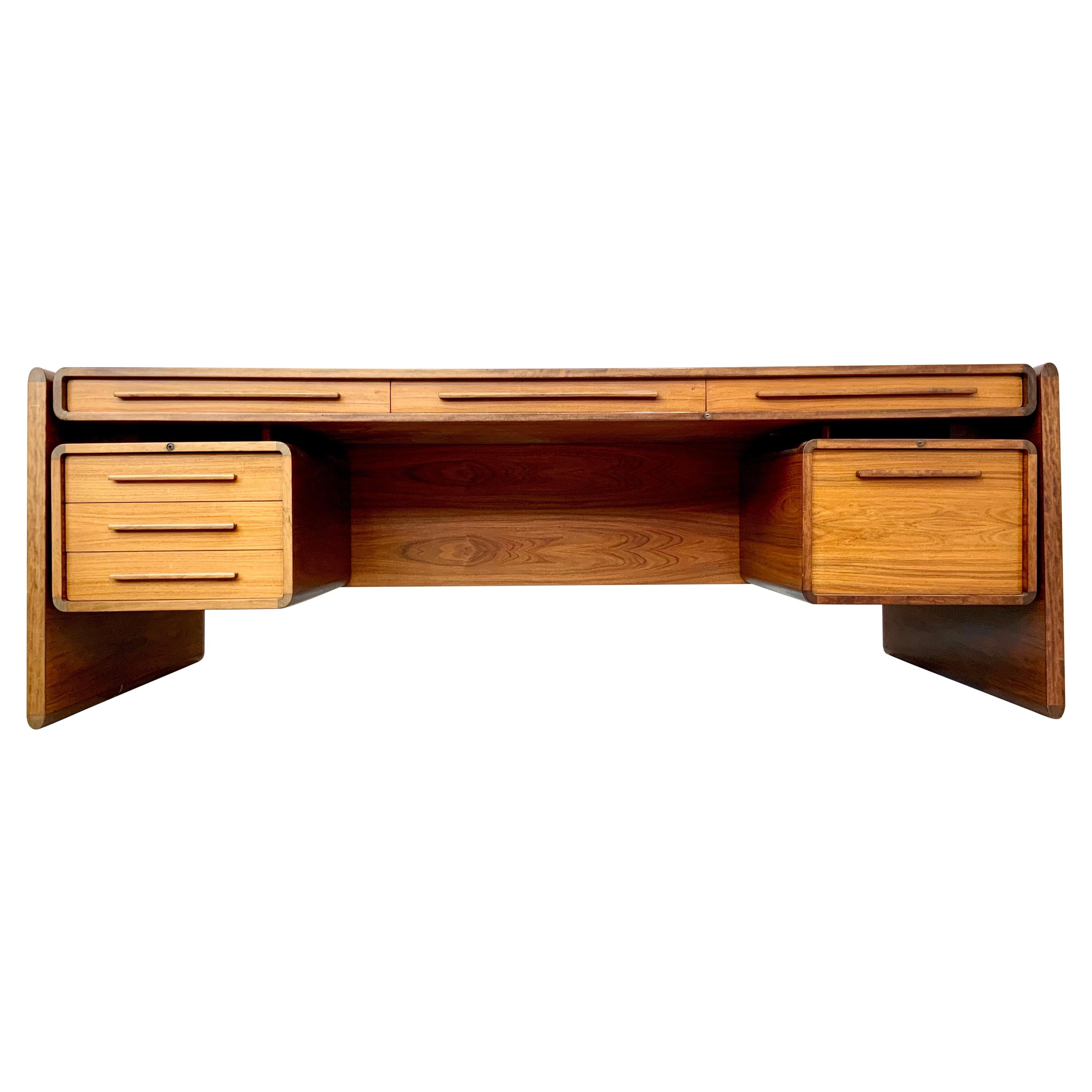By Svend Dyrlund Santos Rosewood Executive Midcentury Danish Modern Desk, 1960s For Sale