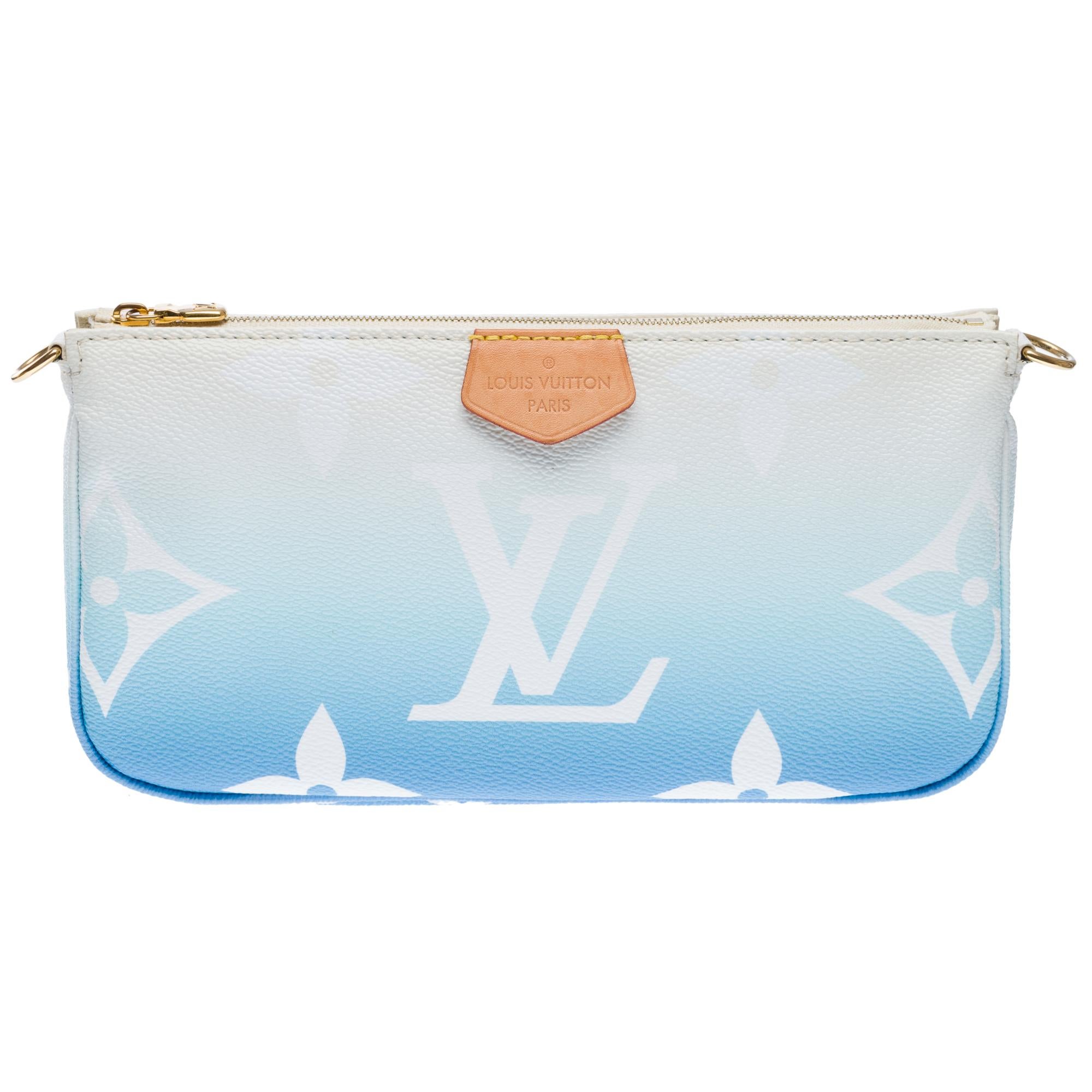 Beige By the Pool Louis Vuitton Multi-Pochette shoulder bag in Blue canvas, GHW For Sale
