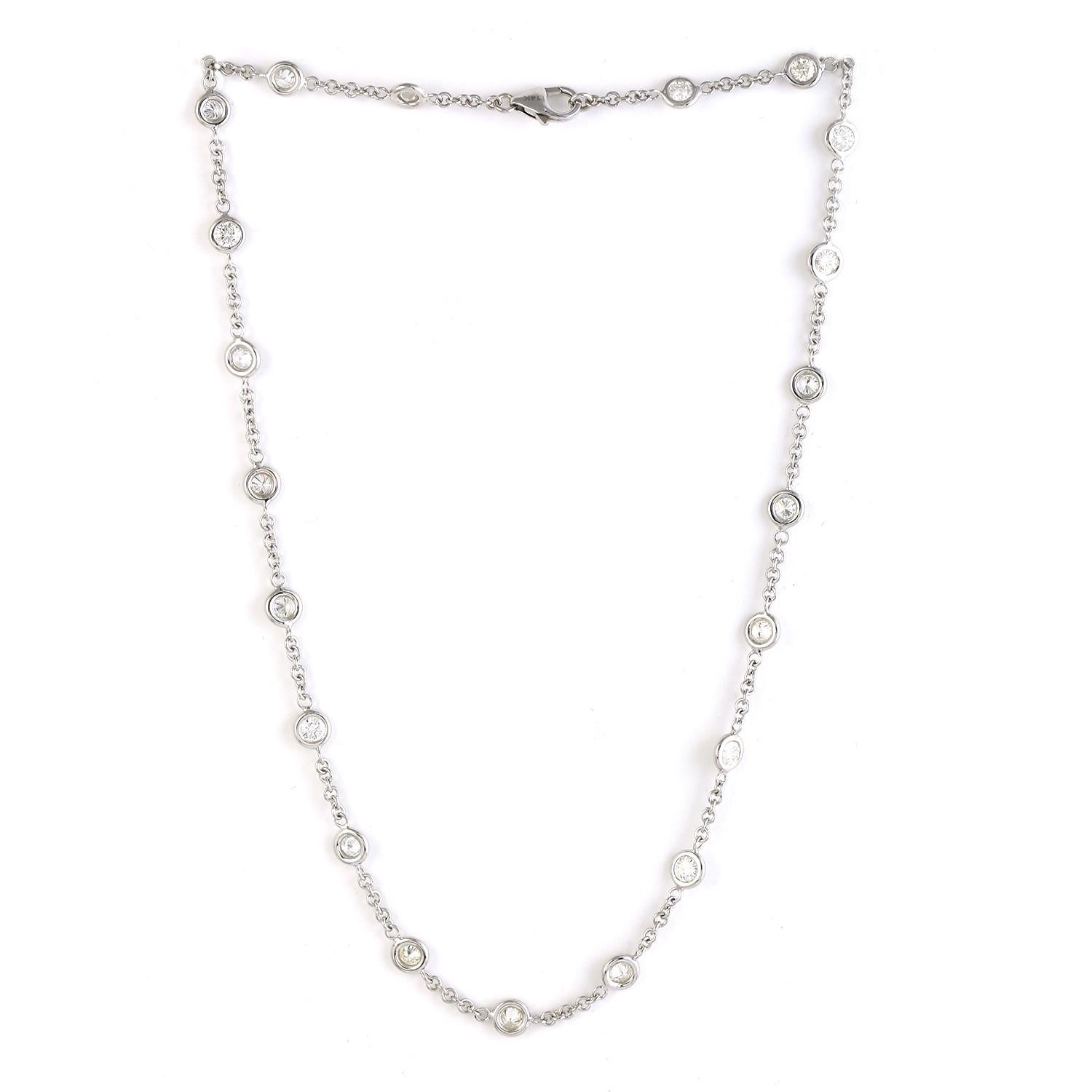By The Yard Diamant-Halskette aus 14 Karat Weißgold mit zarter Kette (Kunsthandwerker*in)