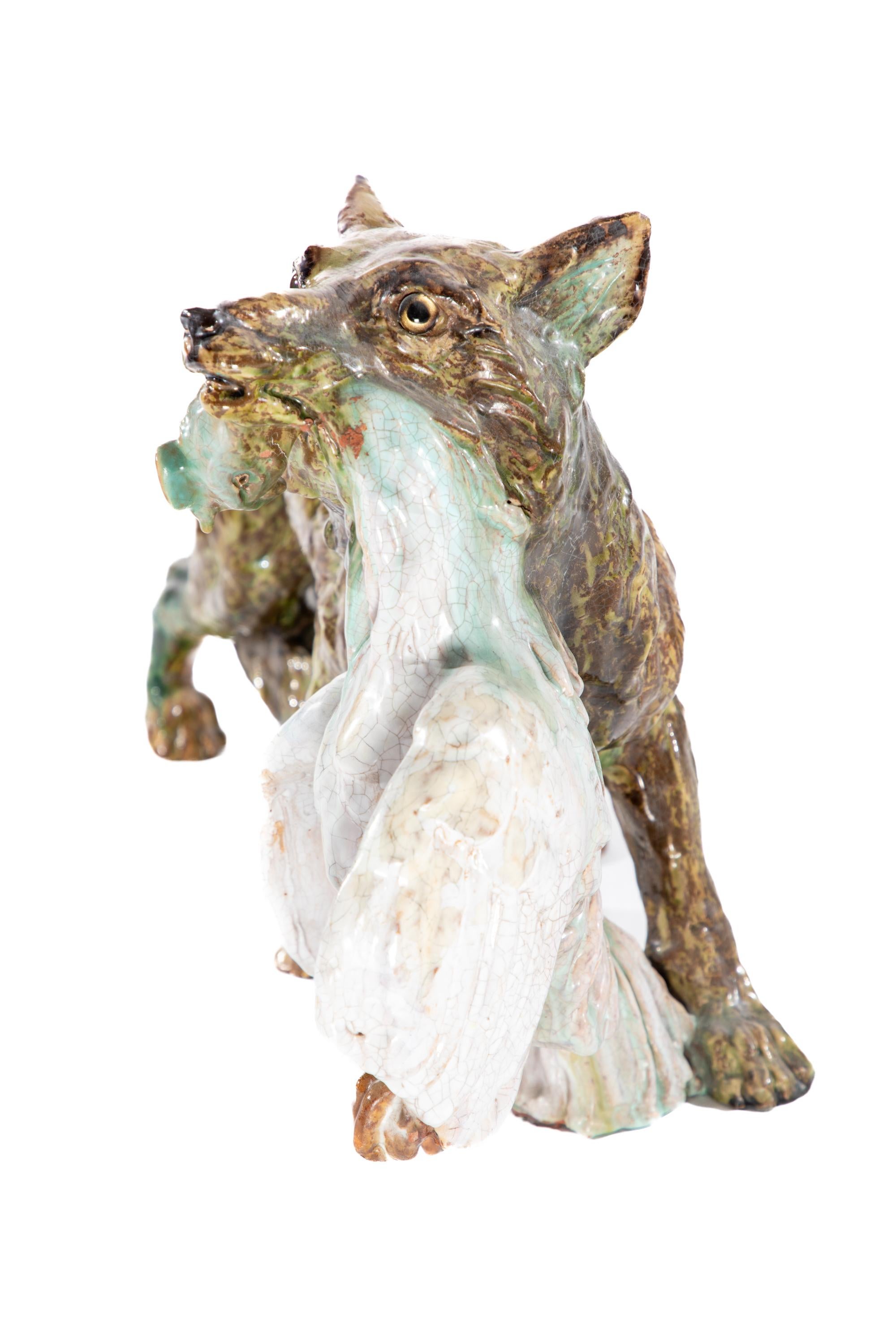 Thomas Cartier, Cane con oca in ceramica in vendita 1