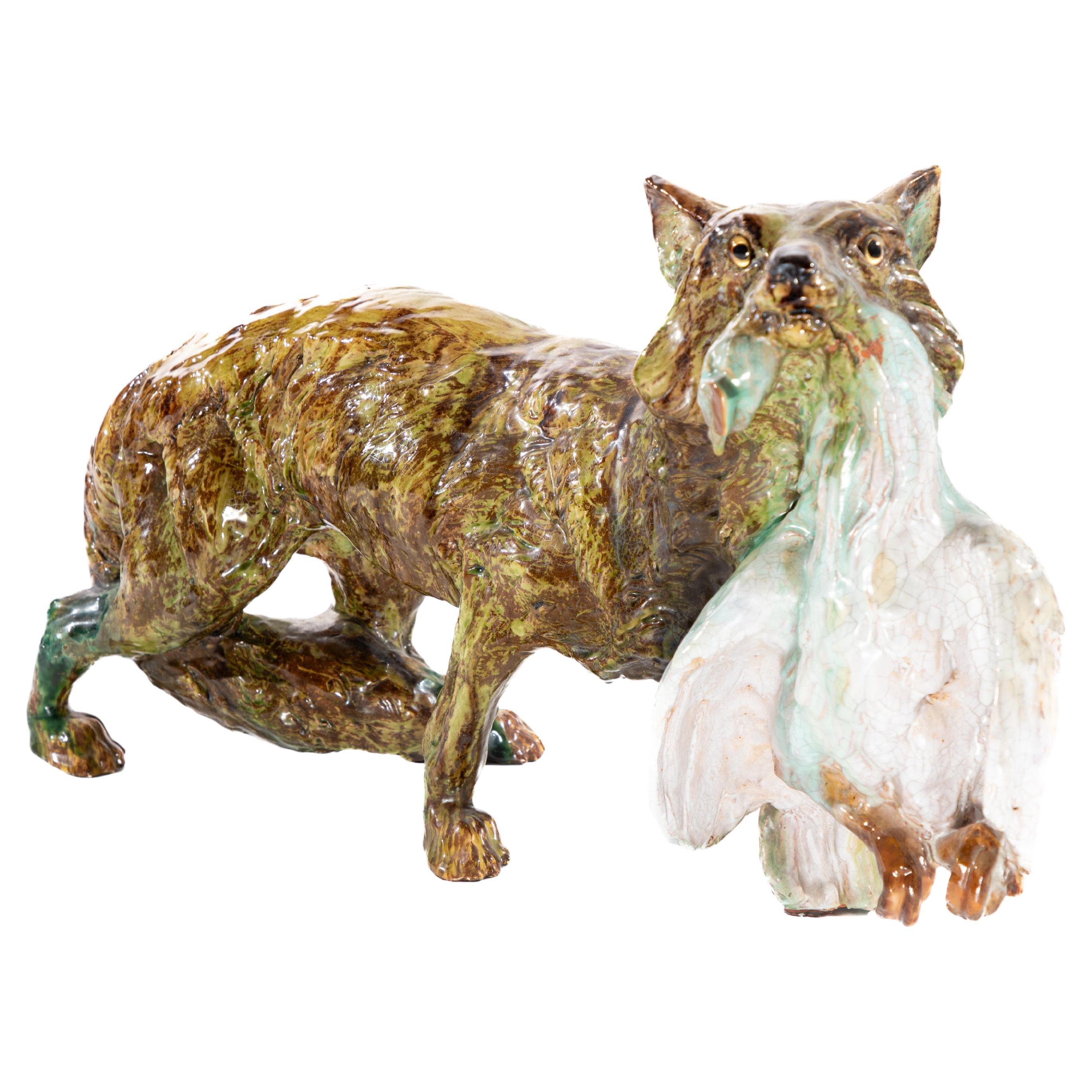 By Thomas Cartier, Ceramic Dog with Goose
