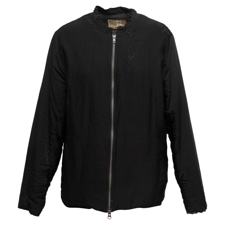 By Walid Black Embroidered Linen Jacket For Sale at 1stDibs