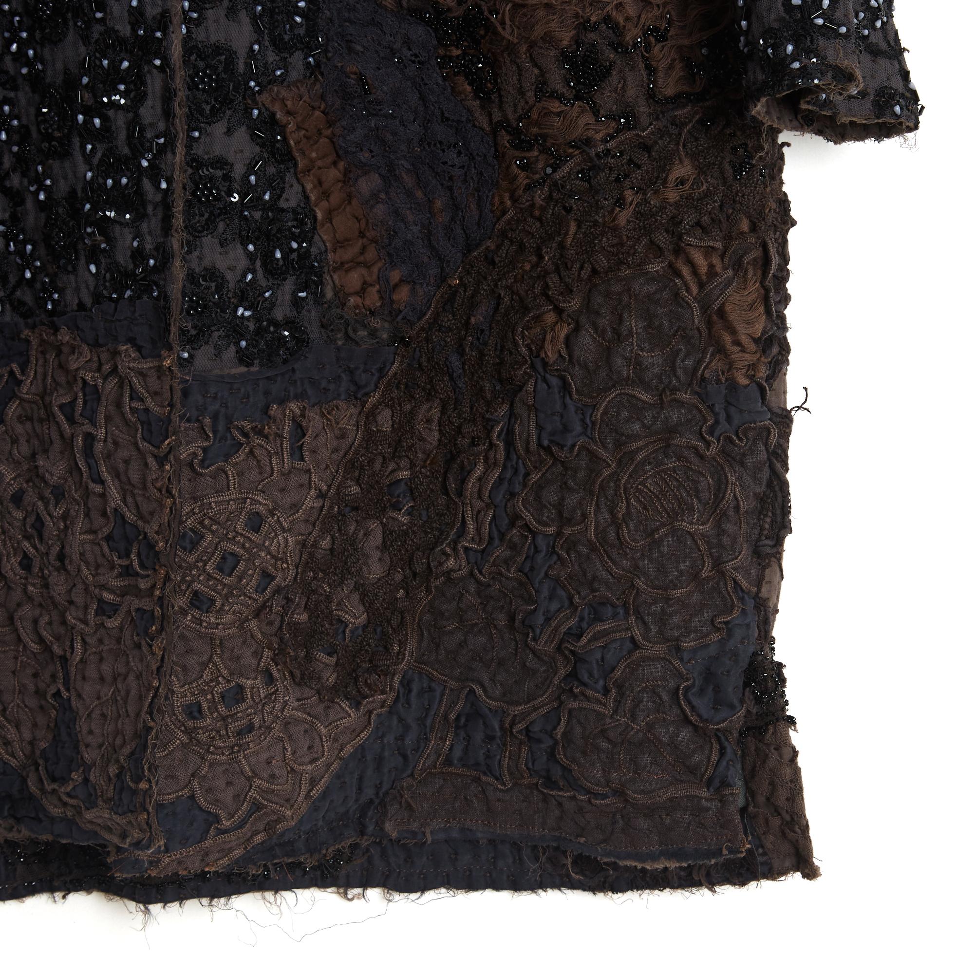Nero By Walid Veste Manteau FR36 Delya perline in seta patchwork giacca cappotto UK8 US6 NWT in vendita
