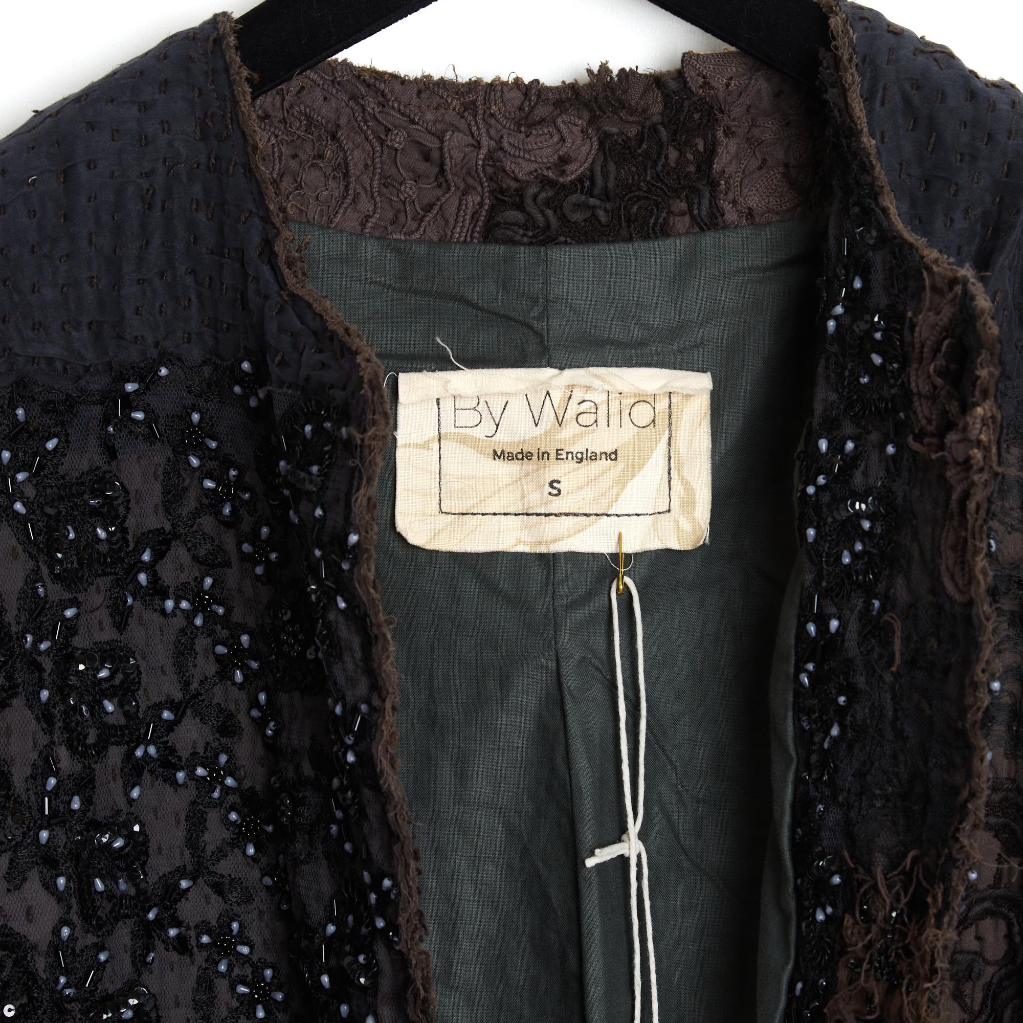 Donna By Walid Veste Manteau FR36 Delya perline in seta patchwork giacca cappotto UK8 US6 NWT in vendita