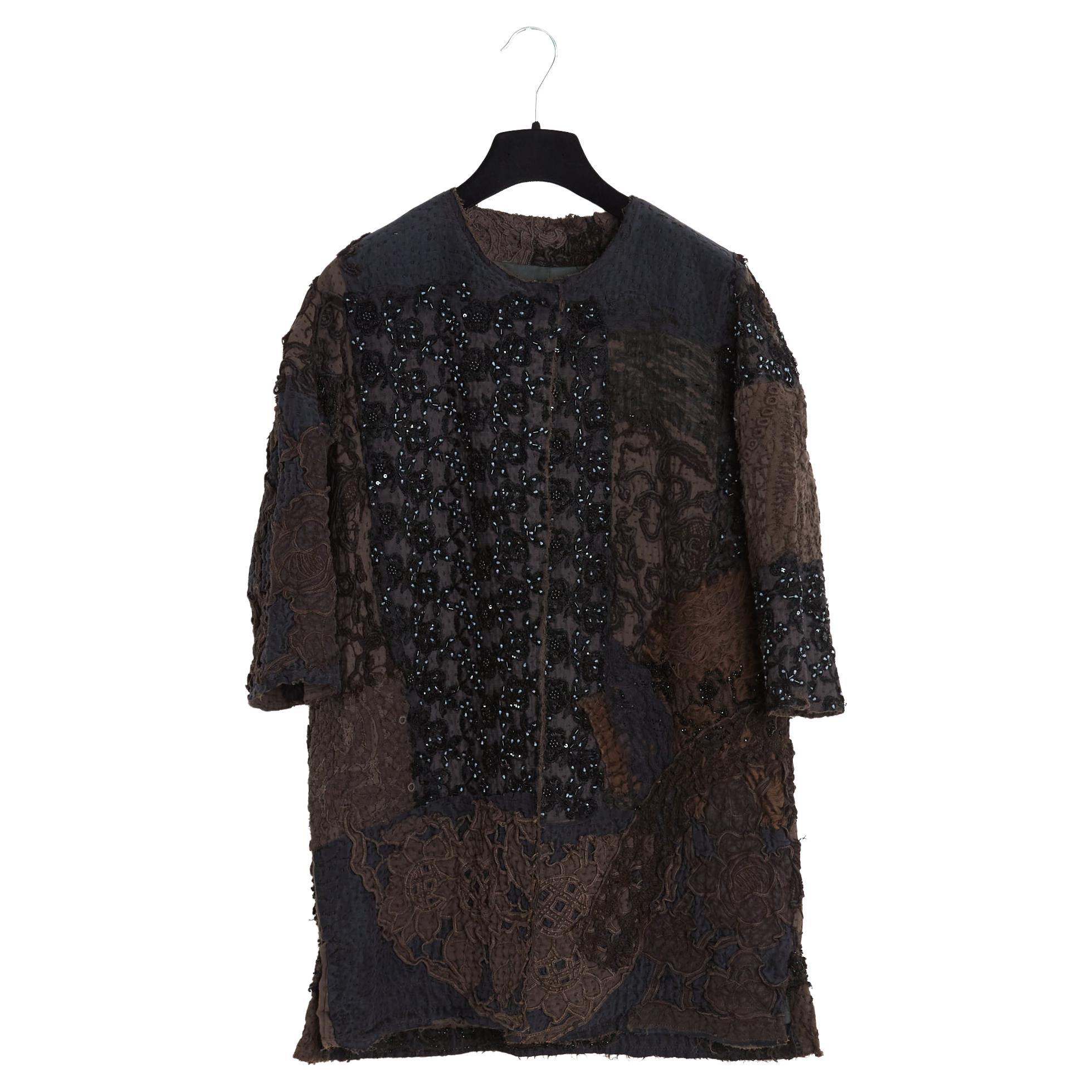By Walid Veste Manteau FR36 Delya perline in seta patchwork giacca cappotto UK8 US6 NWT