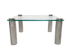 Square Glass and Chrome Coffee Table by Zanuso for Zanotta, Italy, 1960s