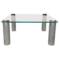 Square Glass and Chrome Coffee Table by Zanuso for Zanotta, Italy, 1960s