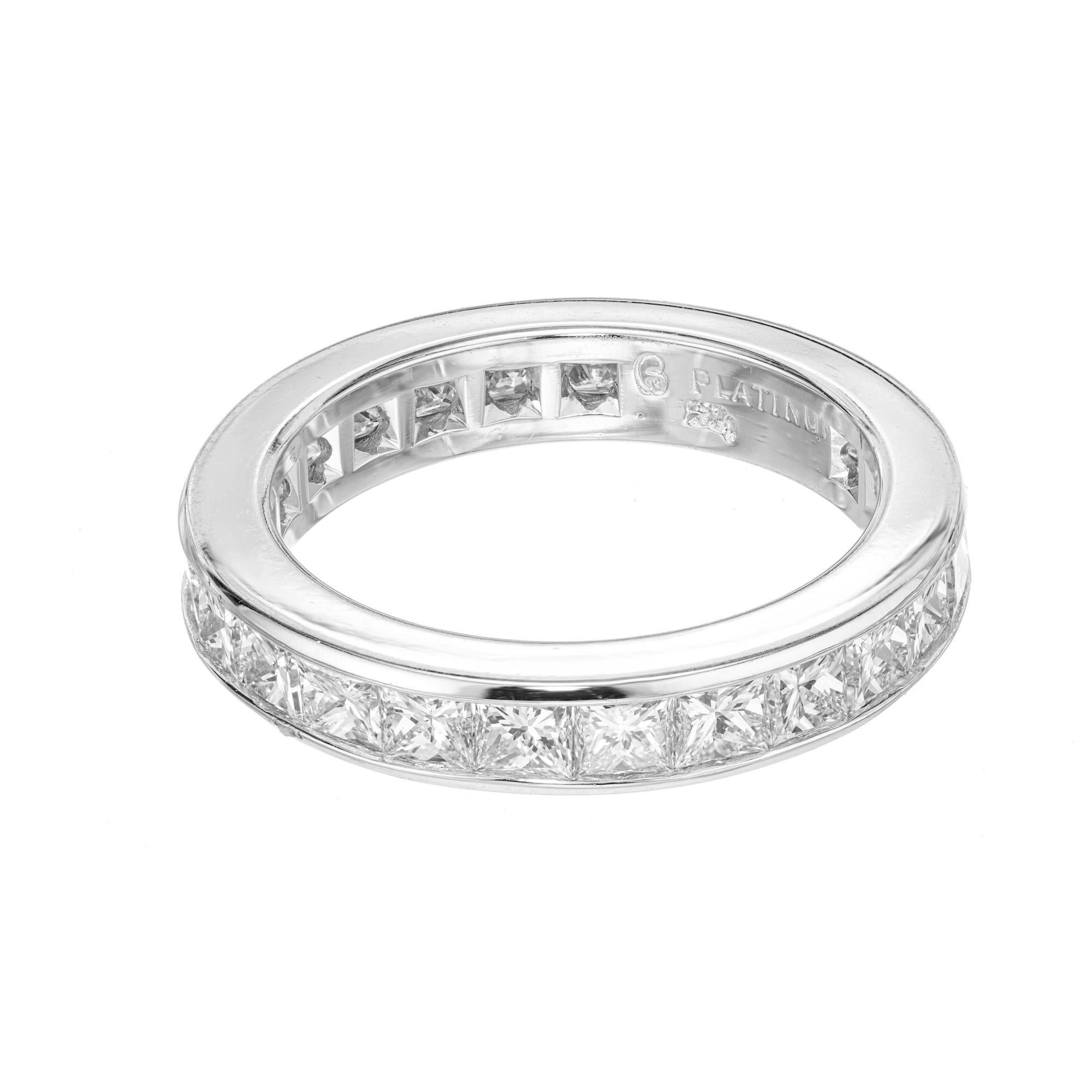 Princess Cut Byard F. Brogan 2.40 Carat Diamond Platinum Eternity Wedding Band Ring For Sale