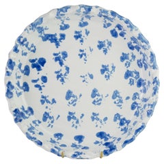 Vintage Bybee Pottery Serving Platter or Pie Dish Blue Spongeware Kentucky Art Pottery