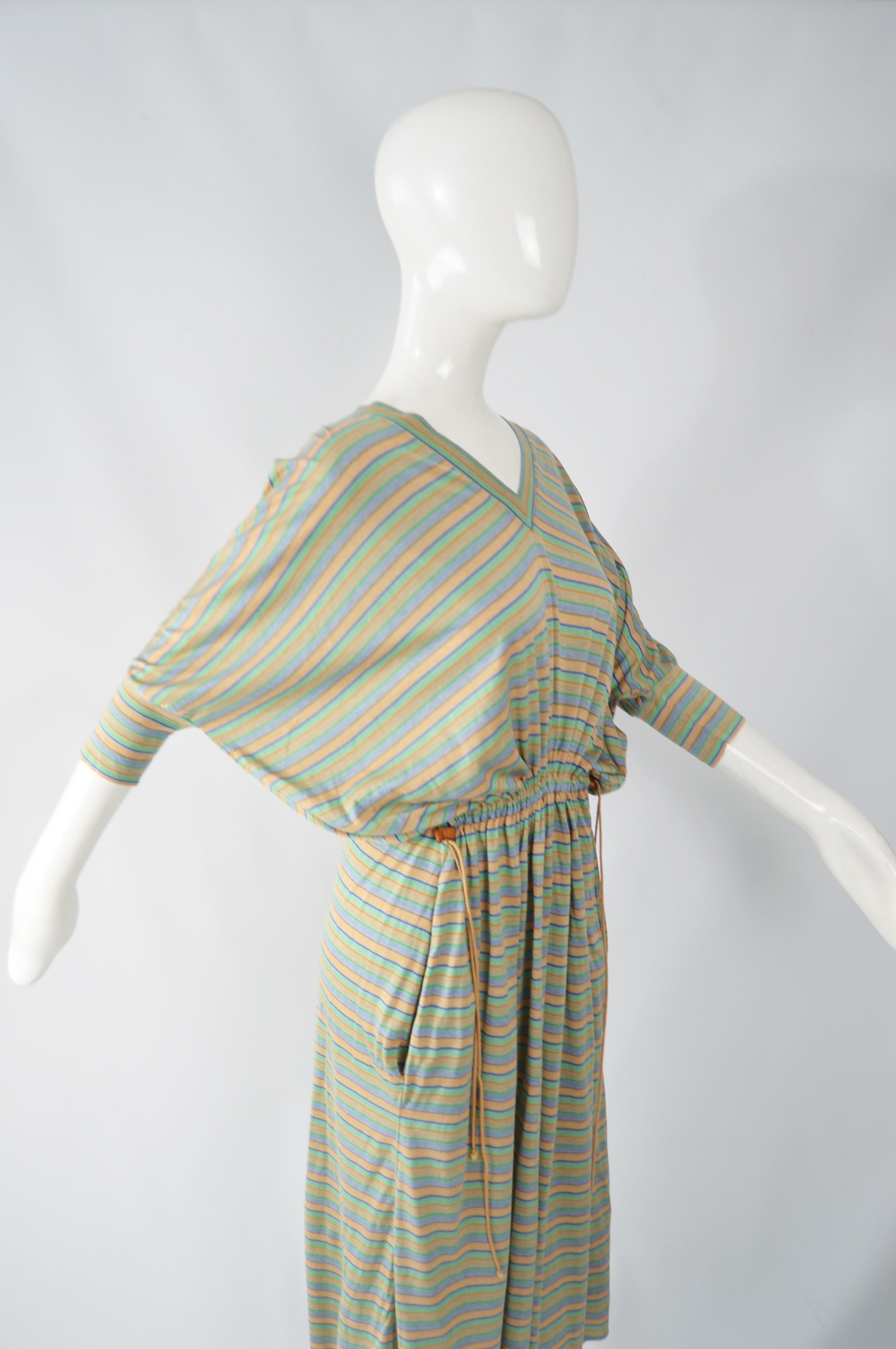 Byblos 1970s Striped Knit Dress In Excellent Condition For Sale In Doncaster, South Yorkshire