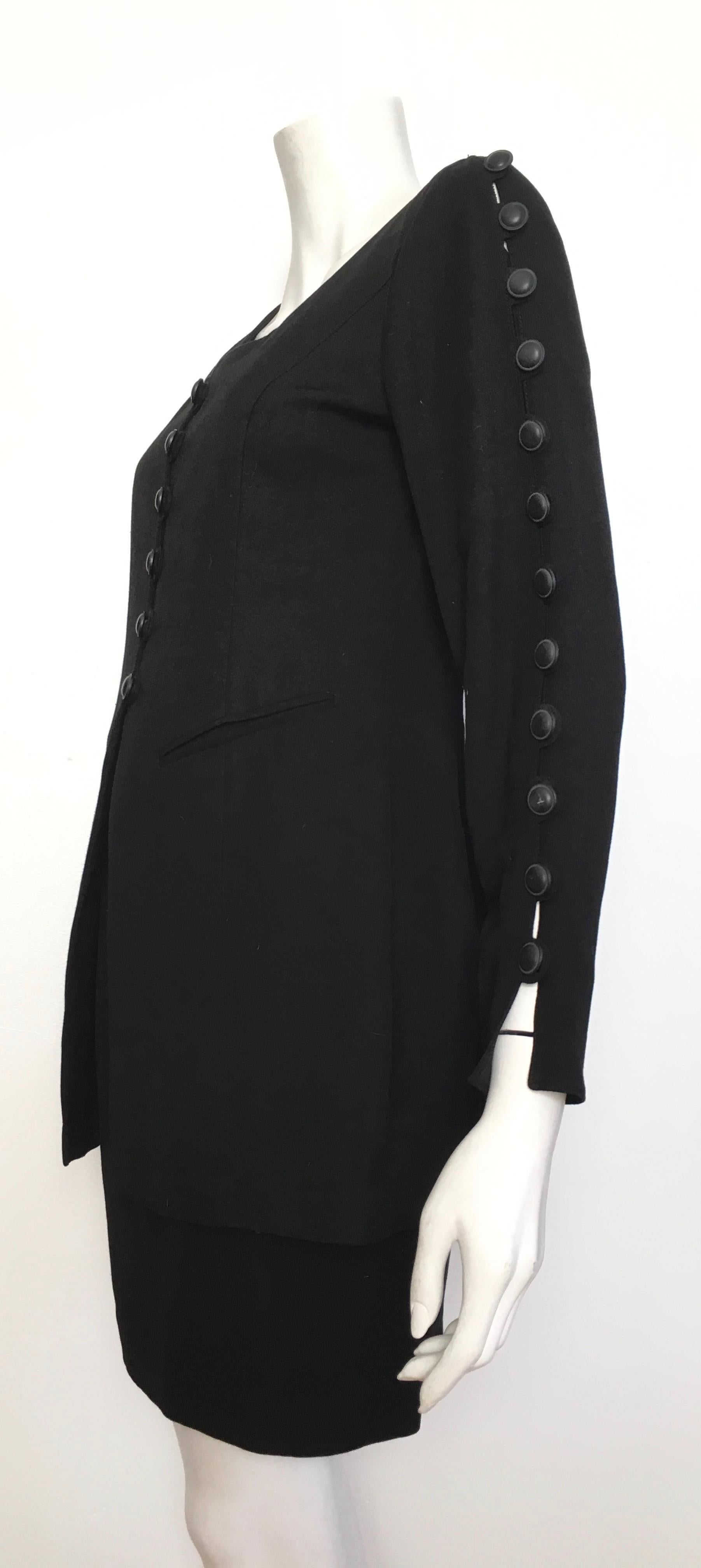 Byblos 1980s Black Linen Skirt Suit Size 4. For Sale 7