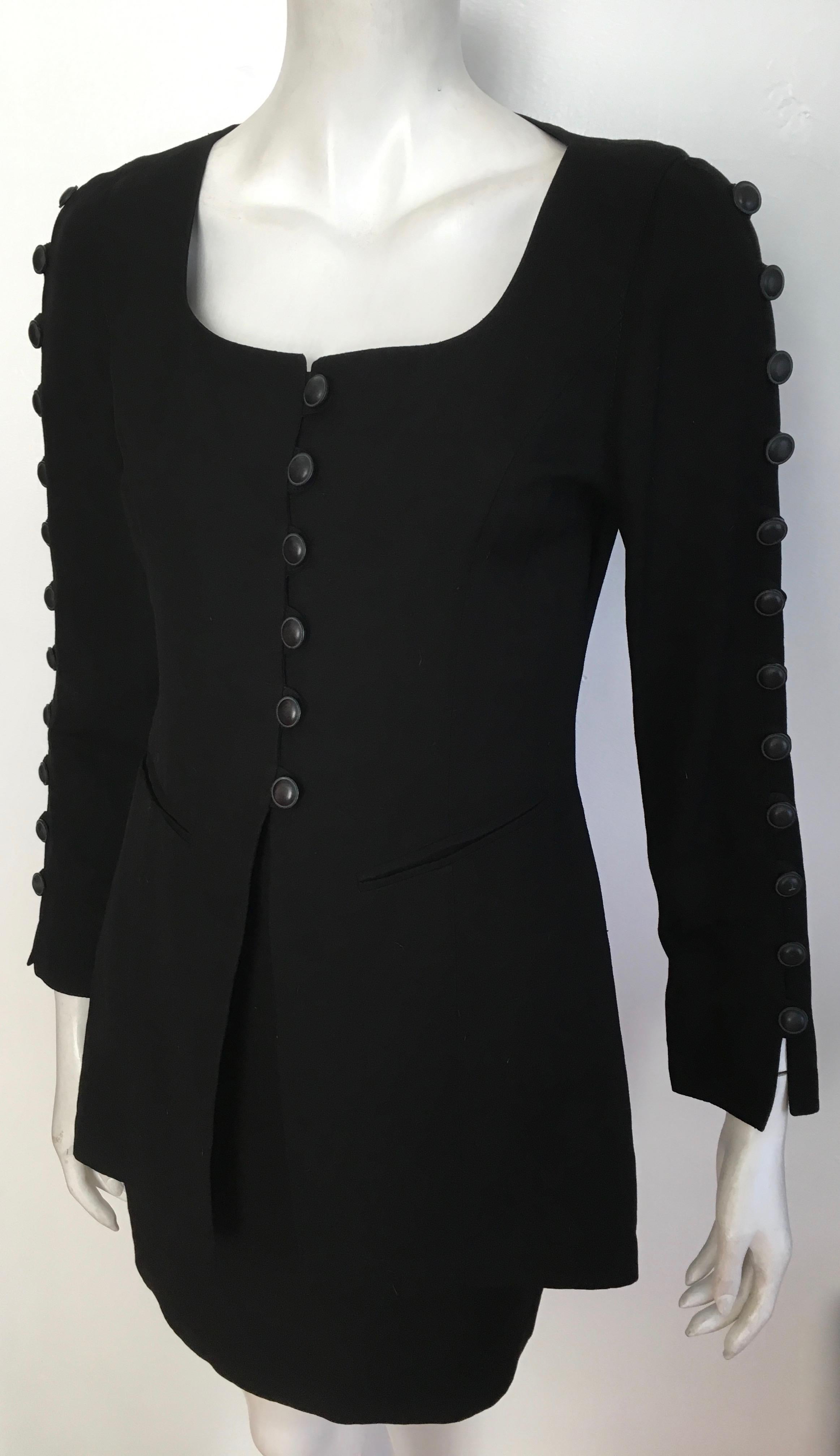 Byblos 1980s Black Linen Skirt Suit Size 4. For Sale 8