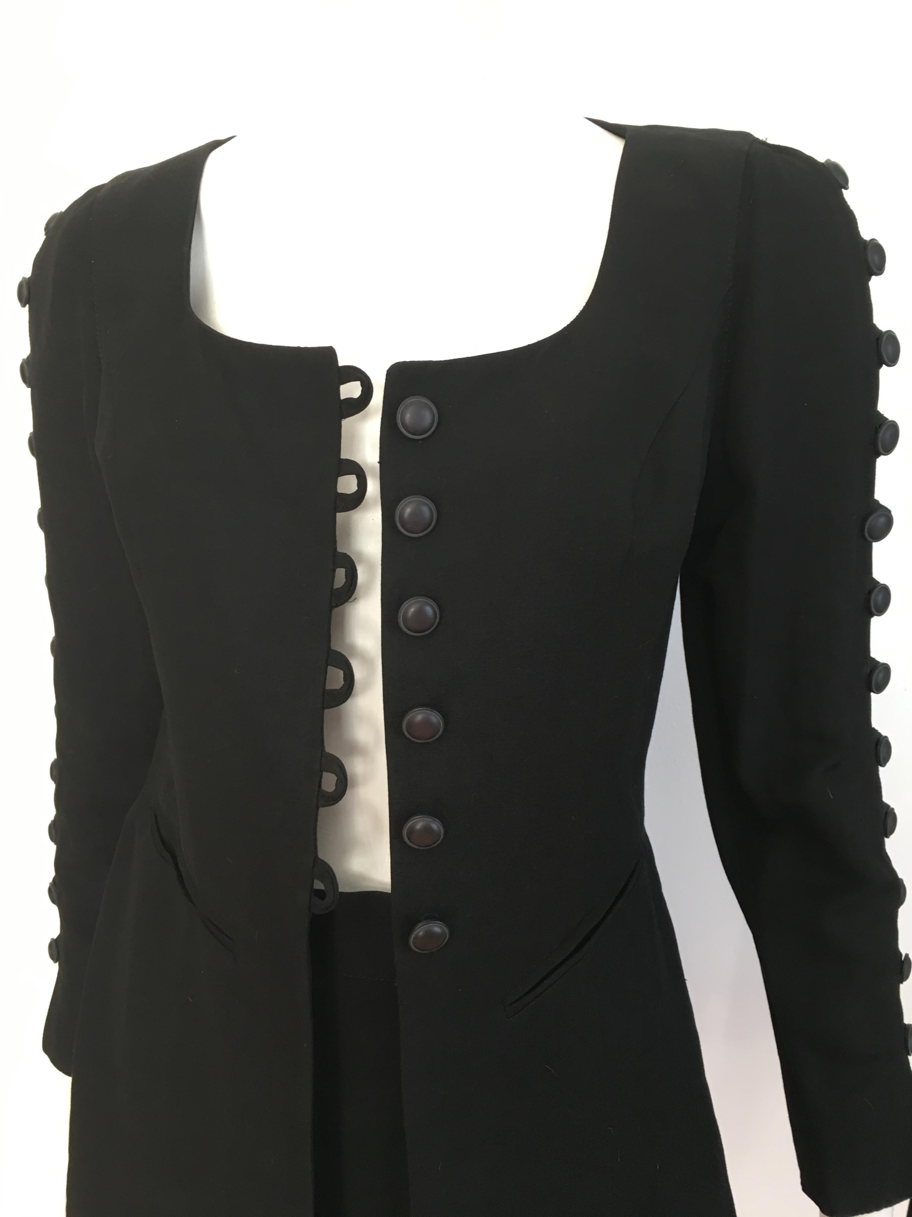Byblos 1980s Black Linen Skirt Suit Size 4. For Sale 10