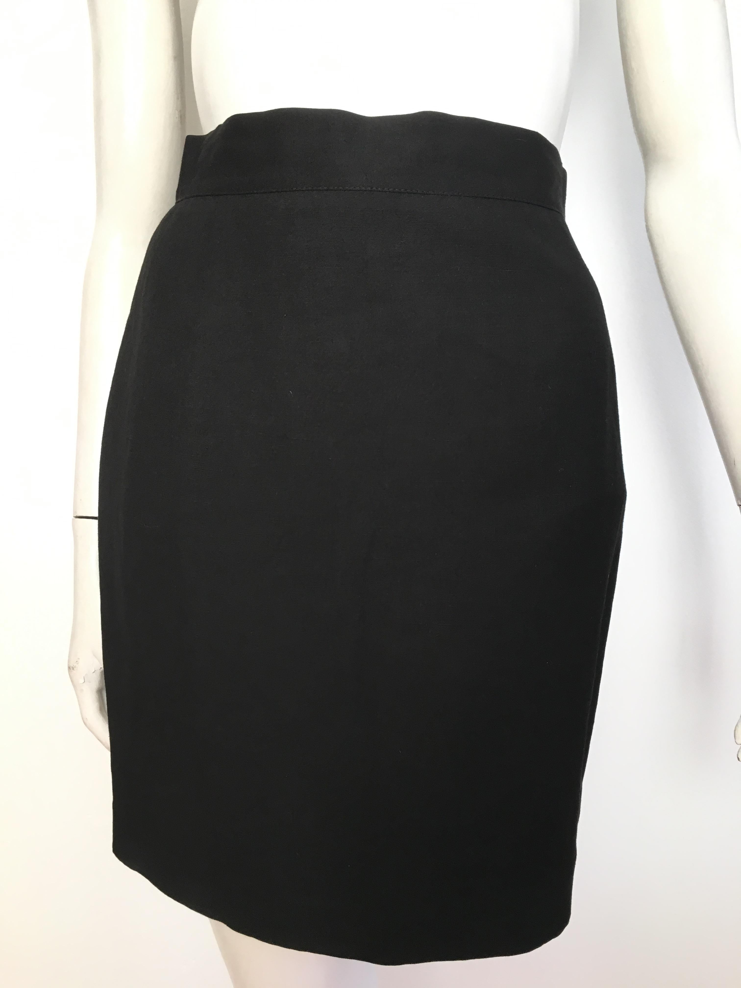 Byblos 1980s Black Linen Skirt Suit Size 4. For Sale 11