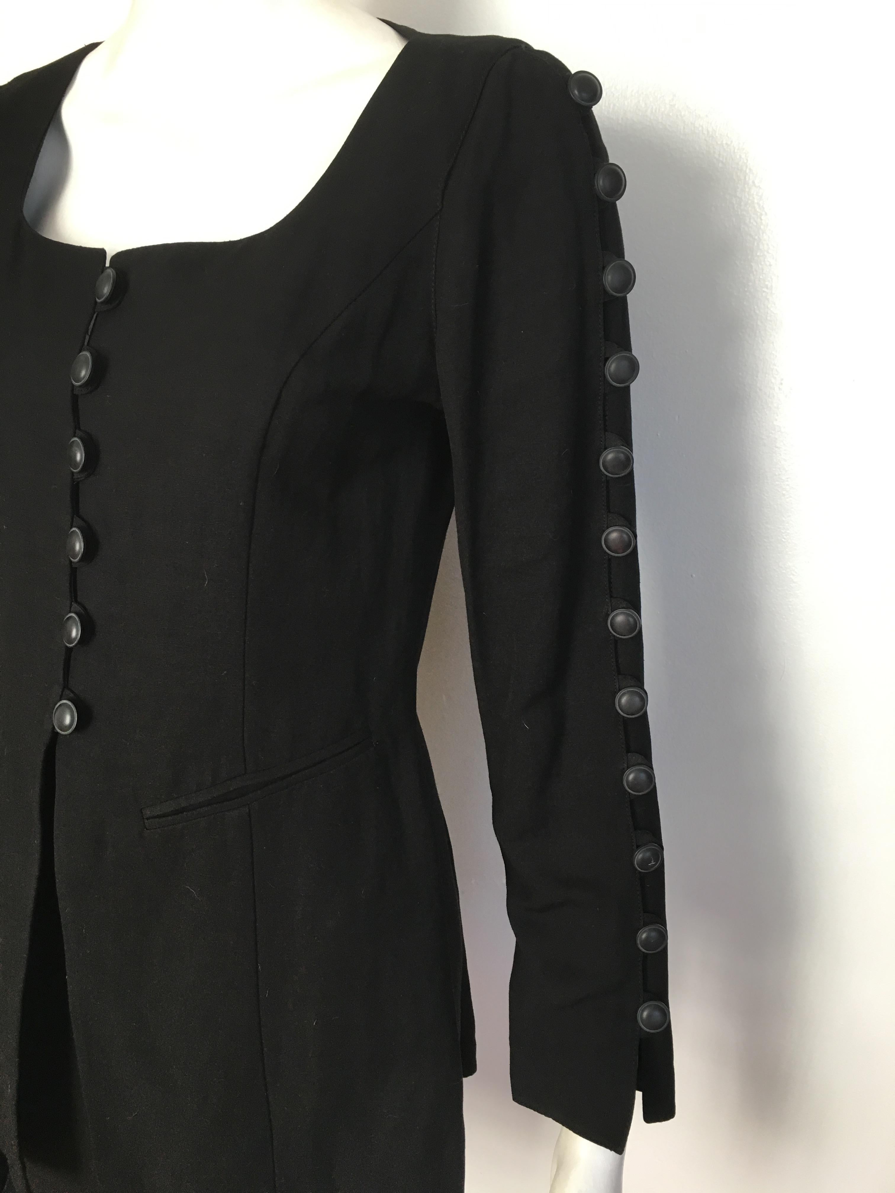 Byblos 1980s Black Linen Skirt Suit Size 4. For Sale 1