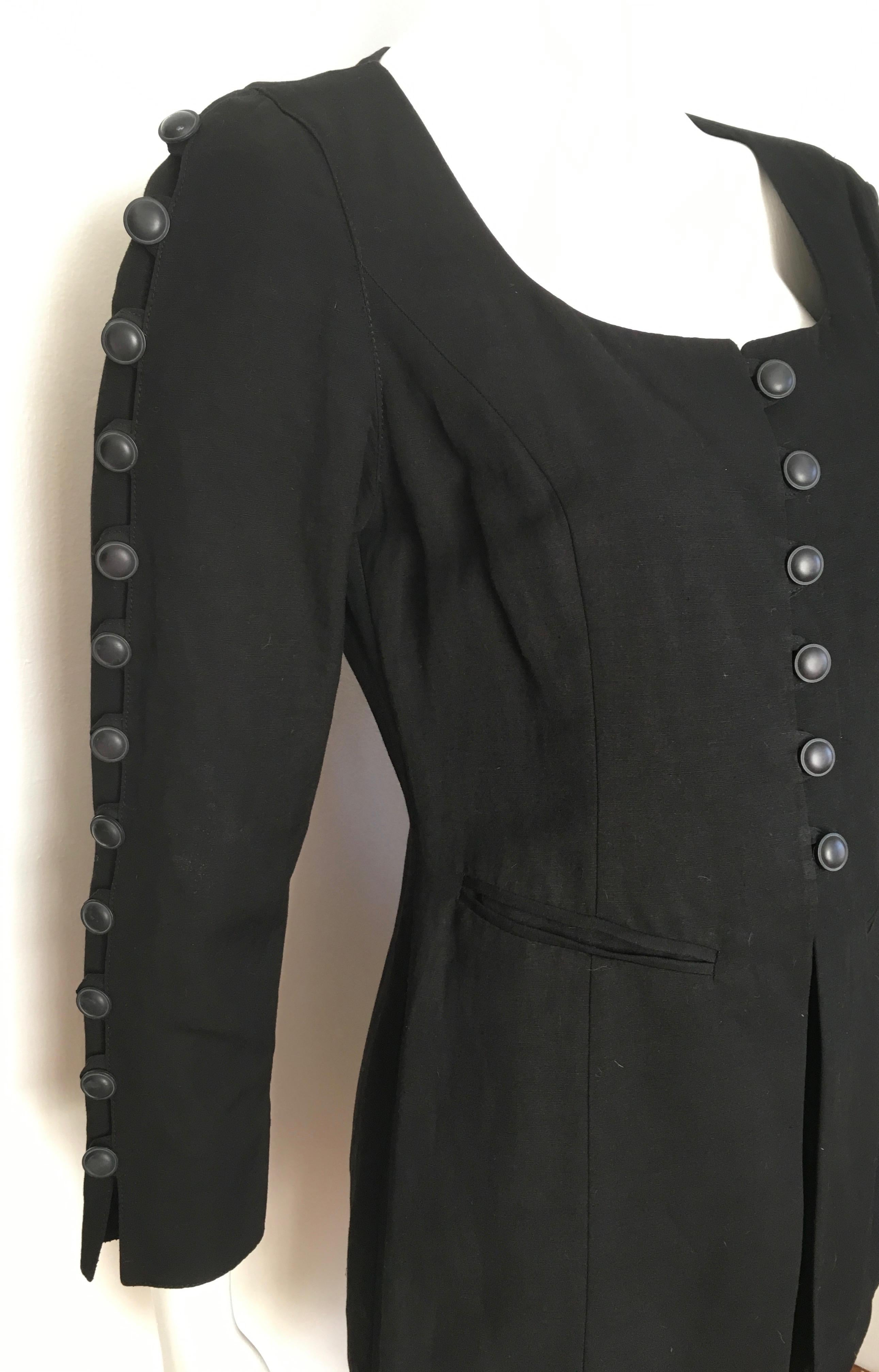 Byblos 1980s Black Linen Skirt Suit Size 4. For Sale 2
