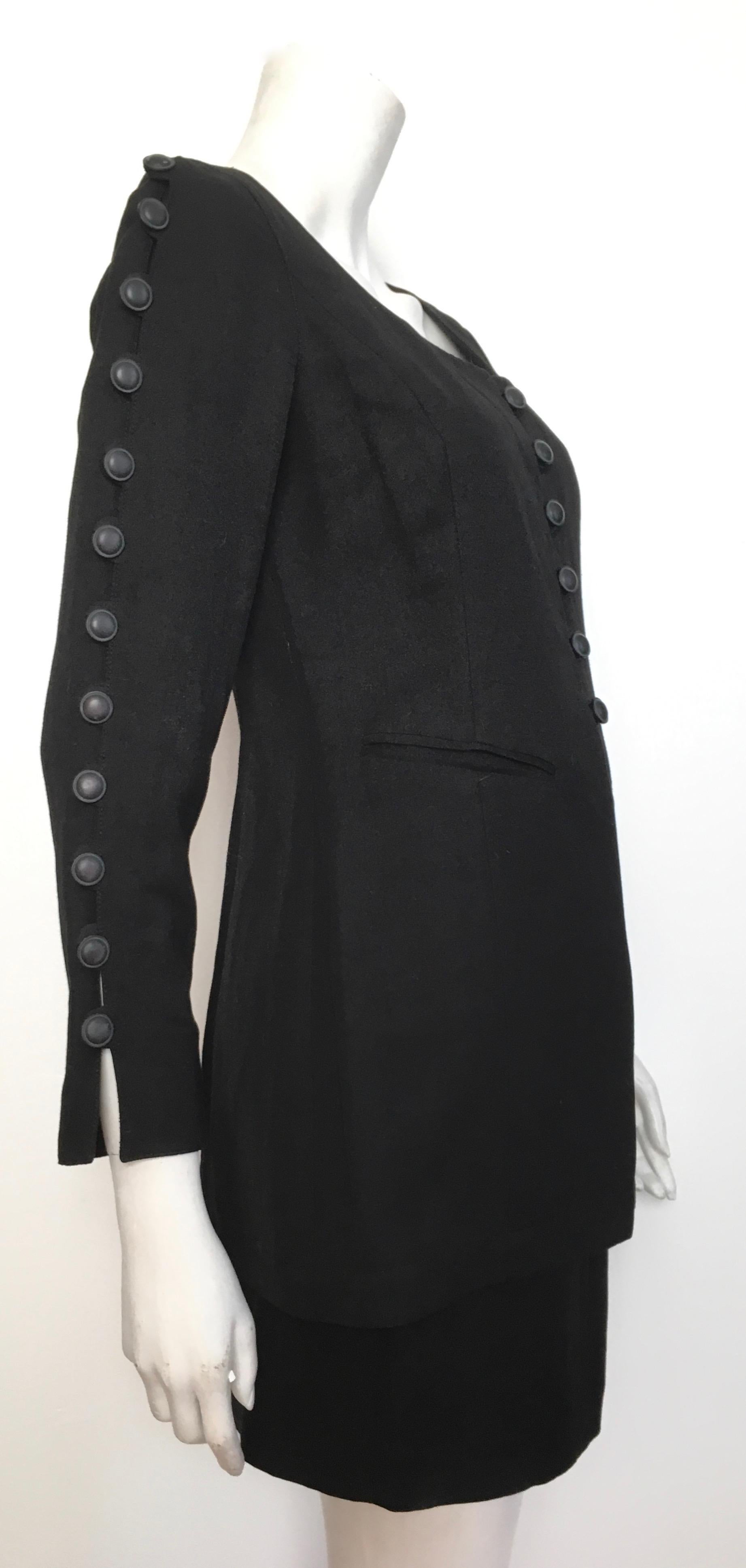 Byblos 1980s Black Linen Skirt Suit Size 4. For Sale 4
