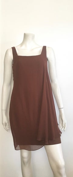 Byblos 1980s Brown Linen Sleeveless Sheath Dress Size 6.