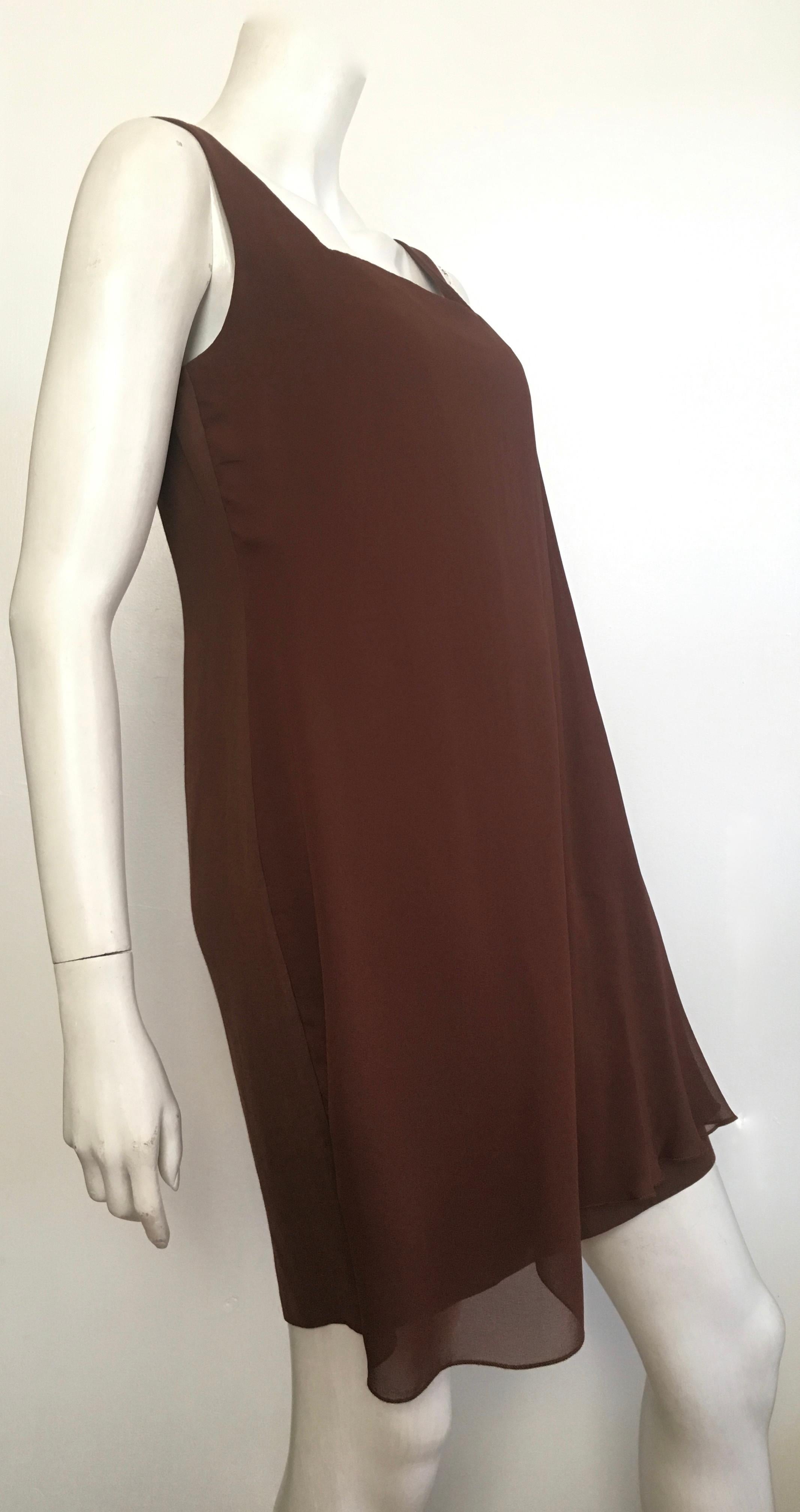 Byblos 1980s Brown Linen Sleeveless Sheath Dress Size 6. For Sale 1