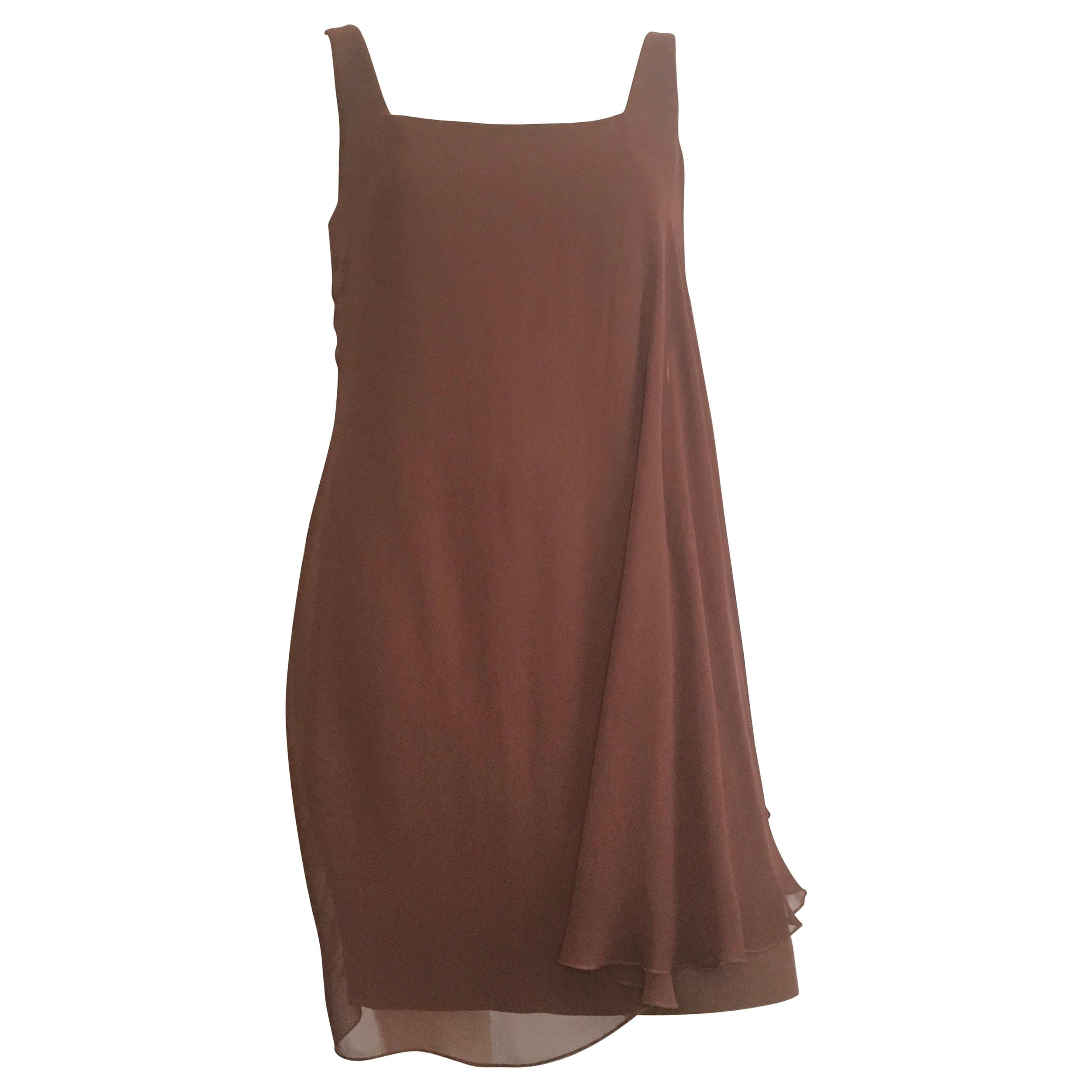 Byblos 1980s Brown Linen Sleeveless Sheath Dress Size 6. For Sale