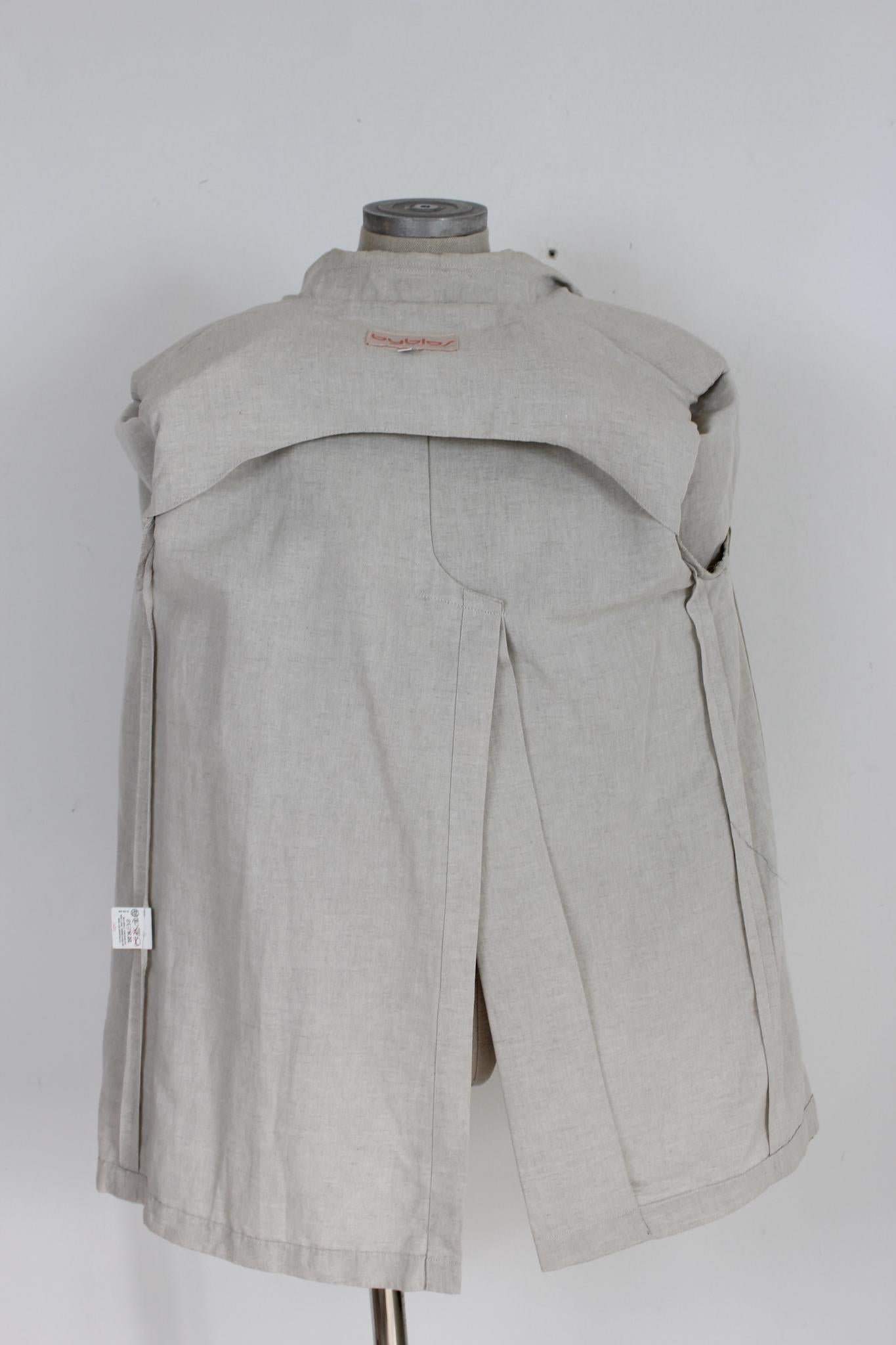 Byblos Beige Linen Classic Vintage Jacket 1980s For Sale 1