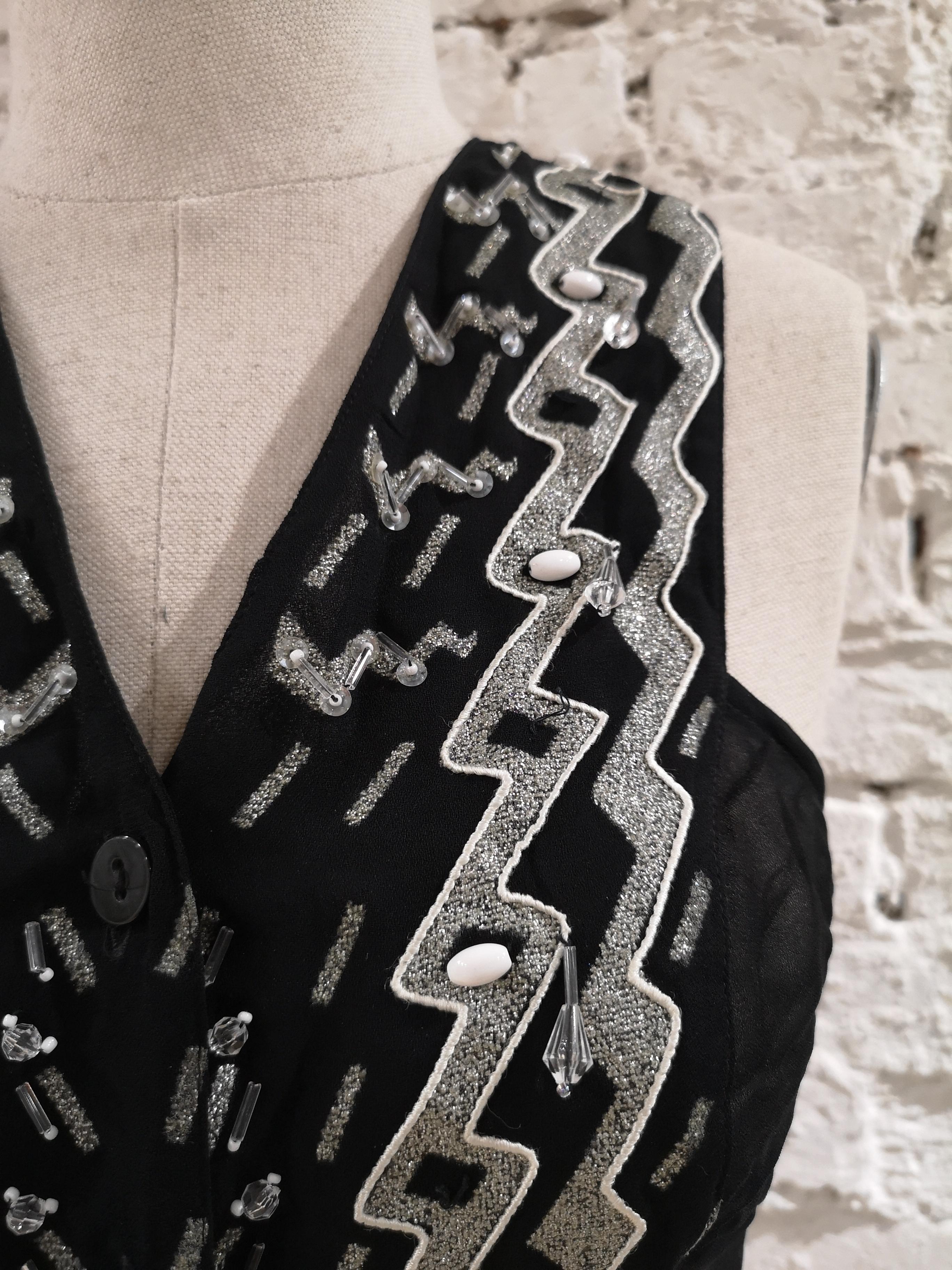 Byblos black and silver with beads vest In Good Condition For Sale In Capri, IT