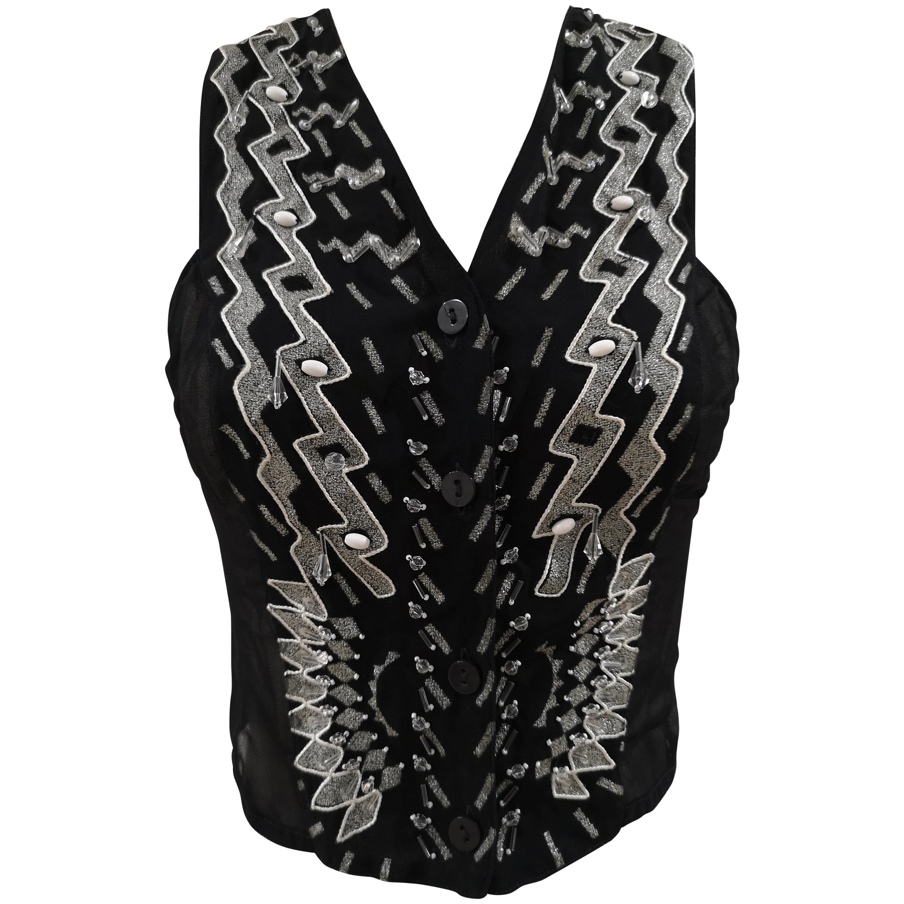 Byblos black and silver with beads vest