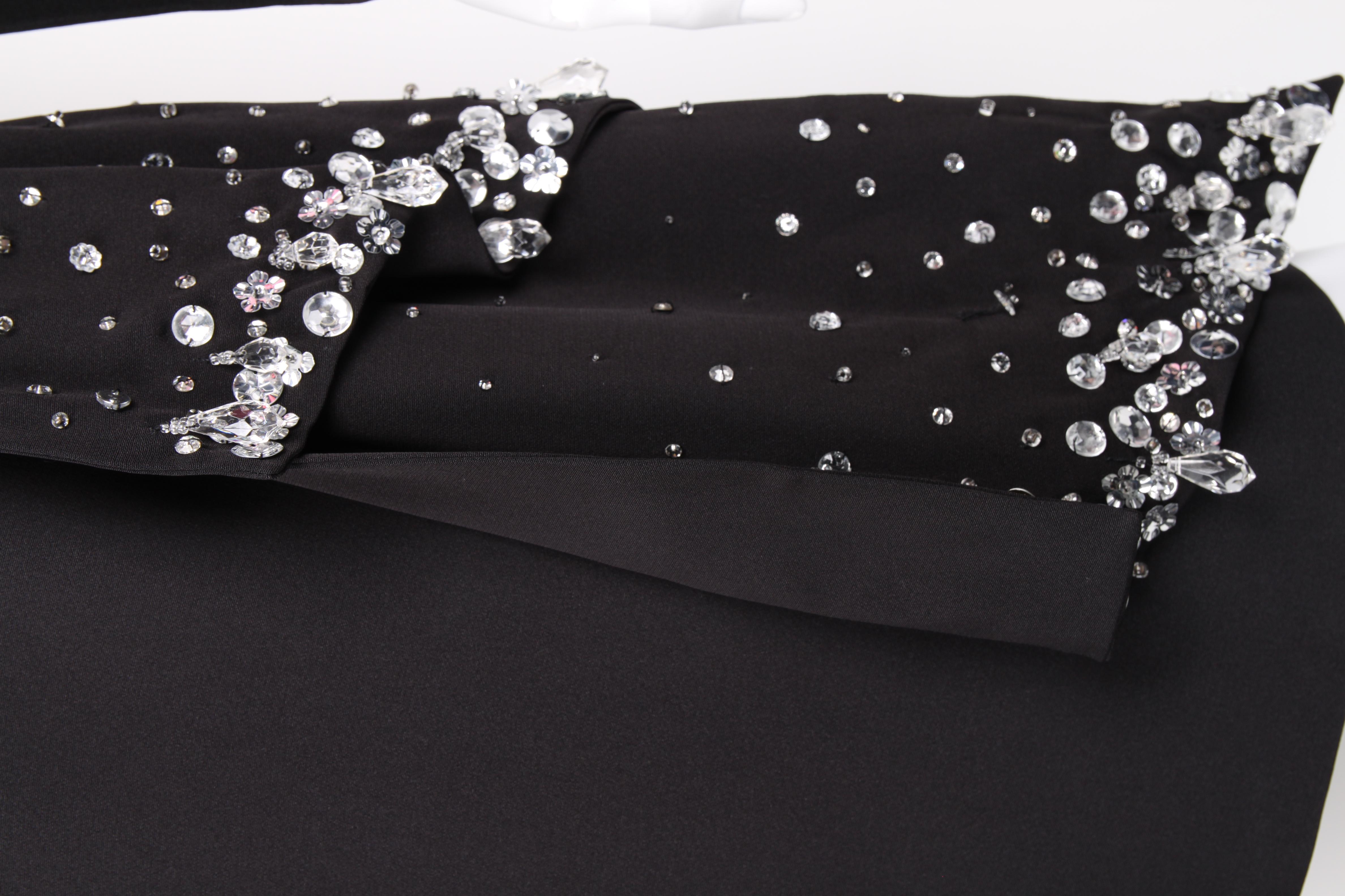 Women's Byblos Black Embellished Asymmetrical Longsleeve Tied Waist Dress For Sale