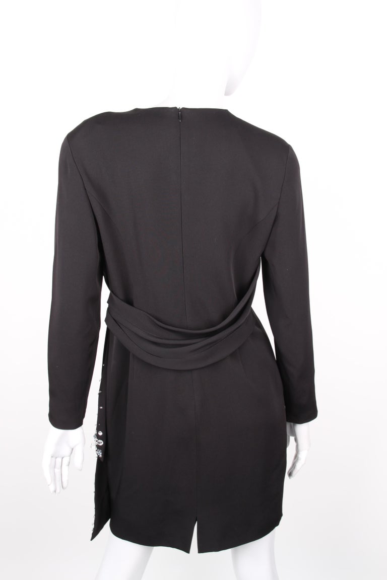 Byblos Black Embellished Asymmetrical Longsleeve Tied Waist Dress For ...