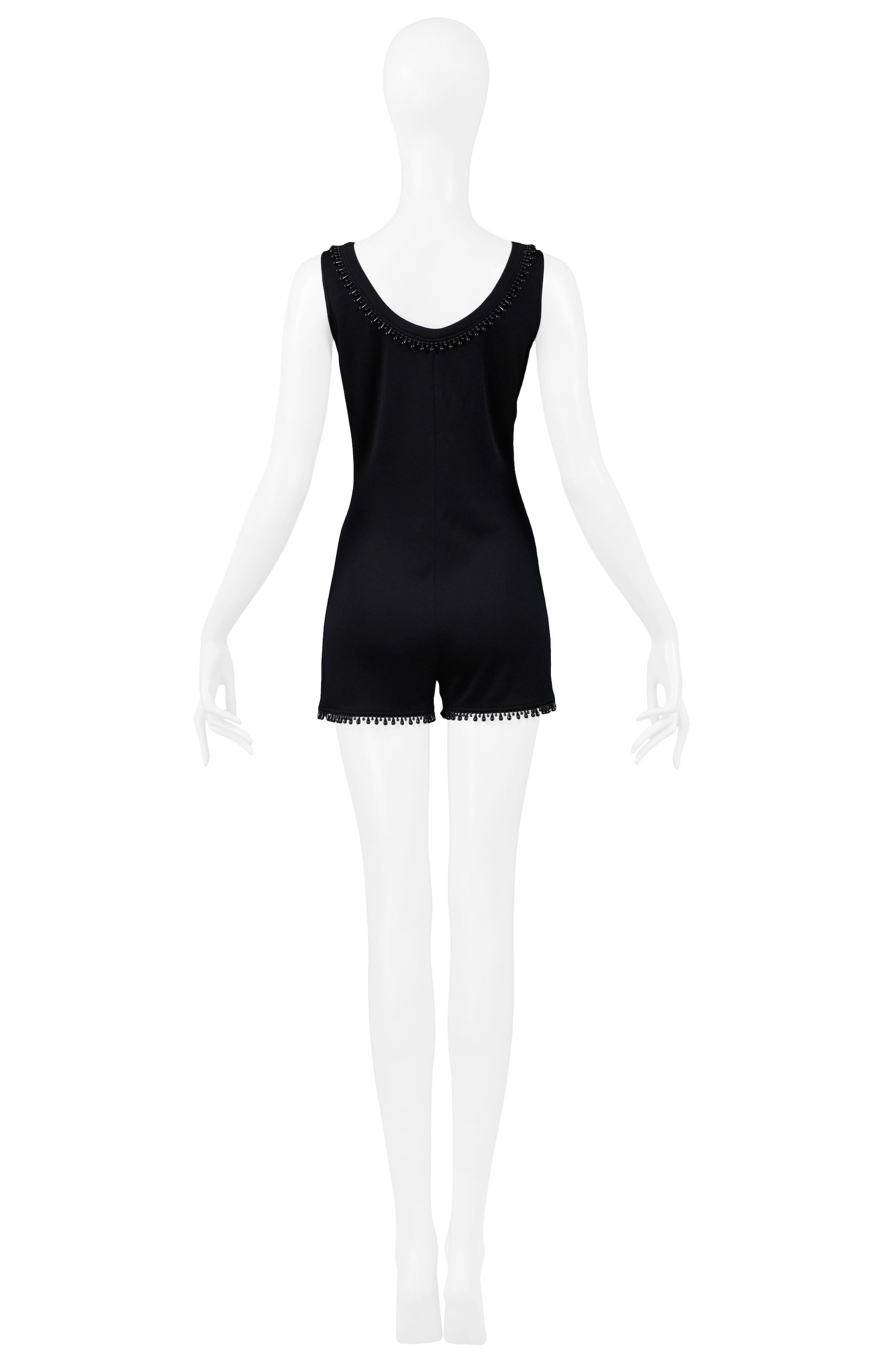 Byblos Black Knit Beaded Romper 1992 For Sale 1