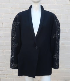 Byblos Black Wool Bejeweled Jacket, 1980’s