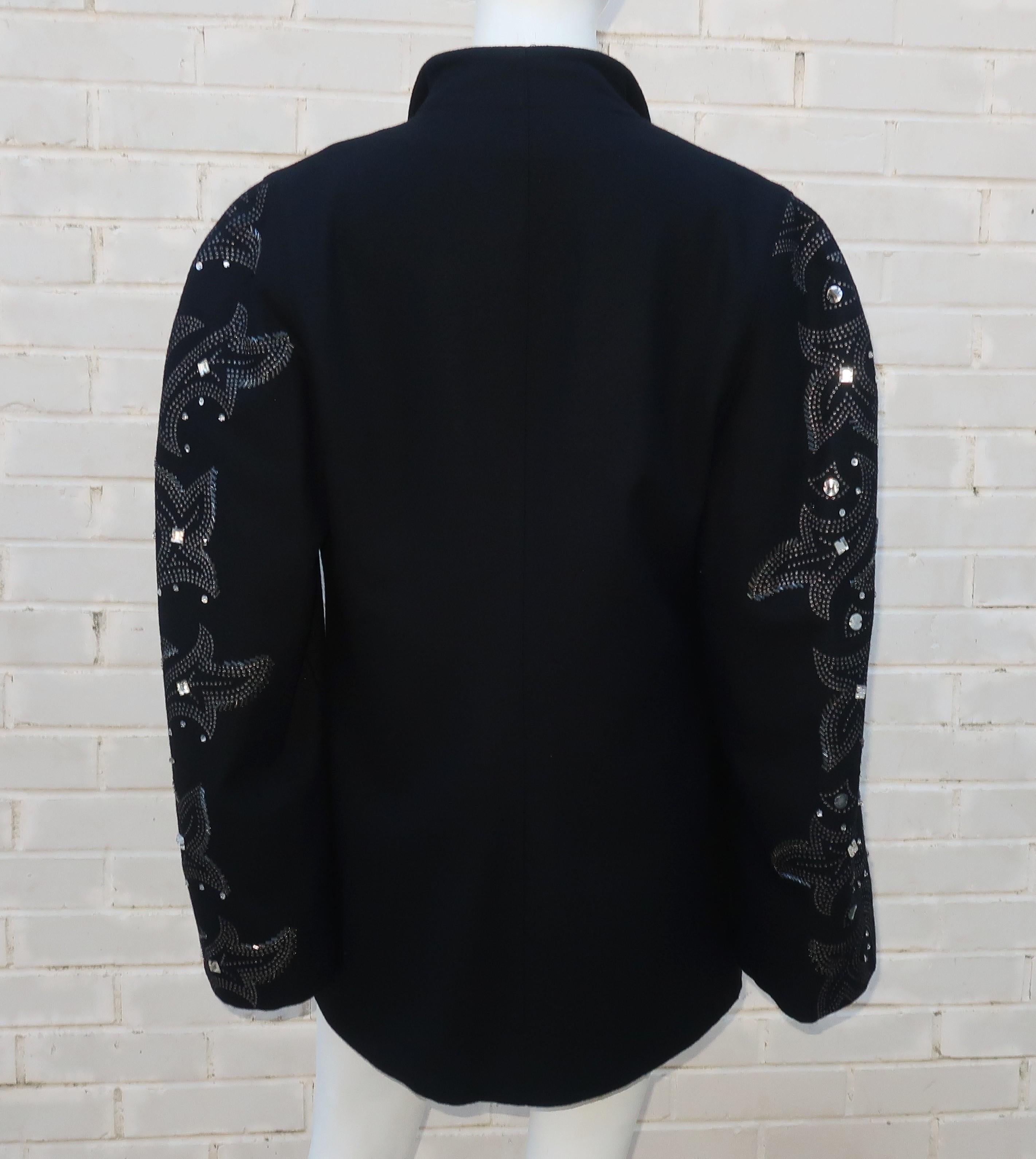 Byblos Black Wool Bejeweled Jacket, 1980’s 2