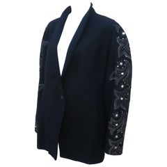 Vintage Byblos Black Wool Bejeweled Jacket, 1980’s