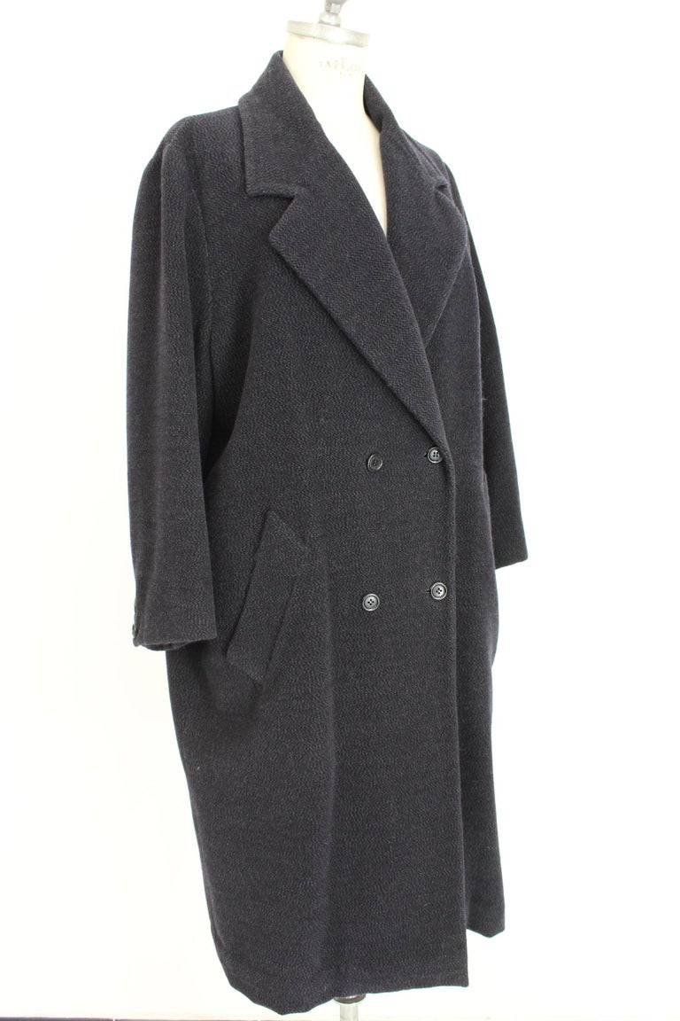 Byblos Blue Cashmere Wool Double Breasted Large Coat at 1stDibs