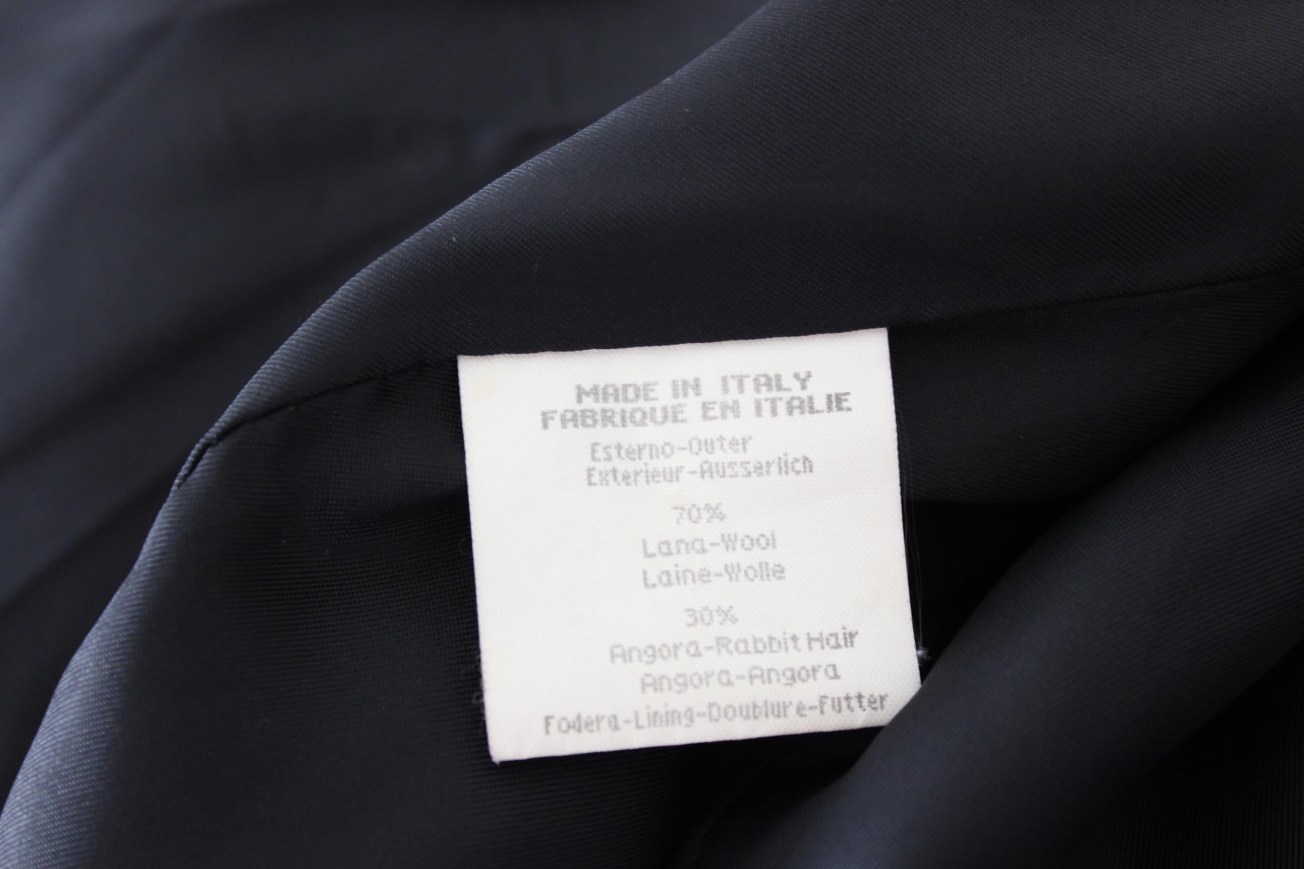 Cappotto classico Byblos in lana blu e angora anni '80 3