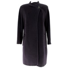 Cappotto classico Byblos in lana blu e angora anni '80