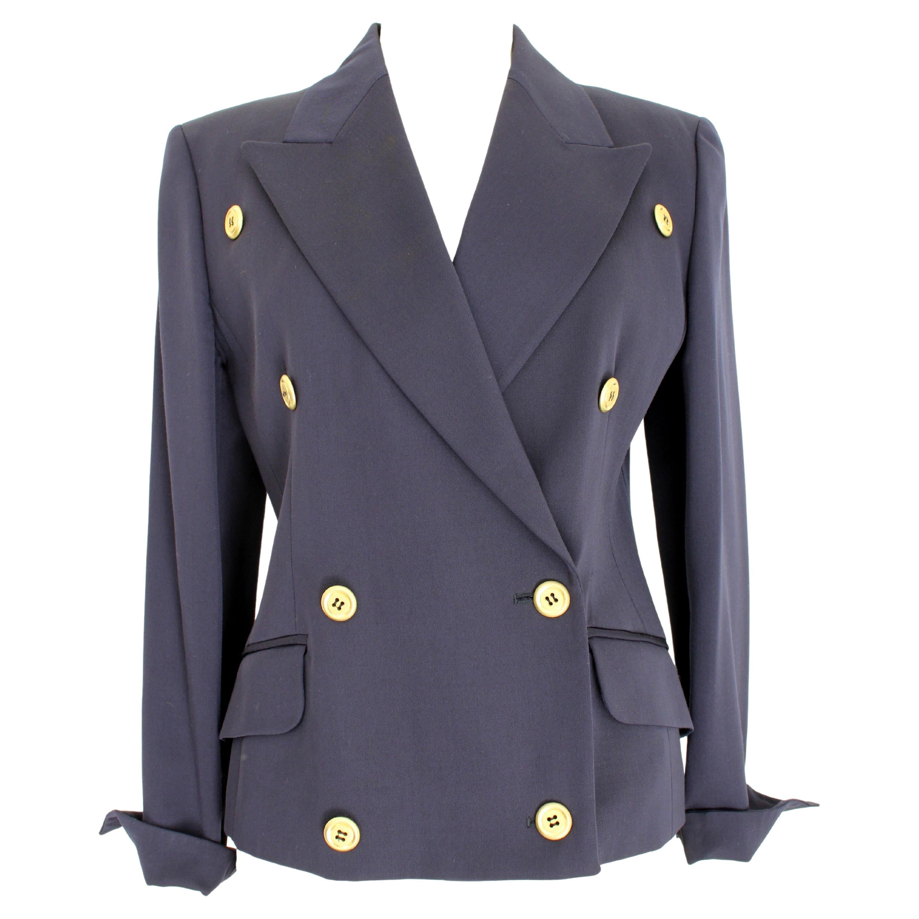 Byblos Blue Wool Evening Double Breasted Jacket 