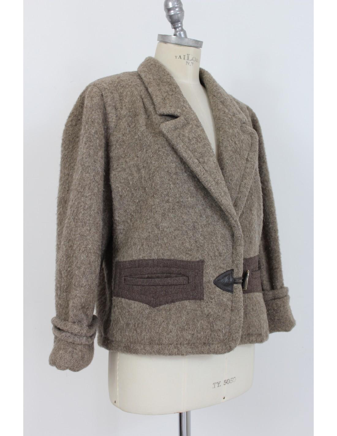 Byblos Brown Beige Wool Short Casual Coat In Excellent Condition In Brindisi, Bt