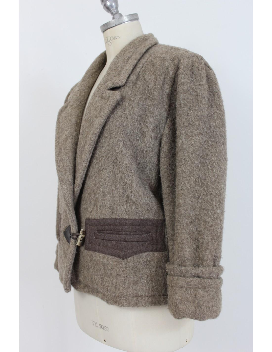 Women's Byblos Brown Beige Wool Short Casual Coat
