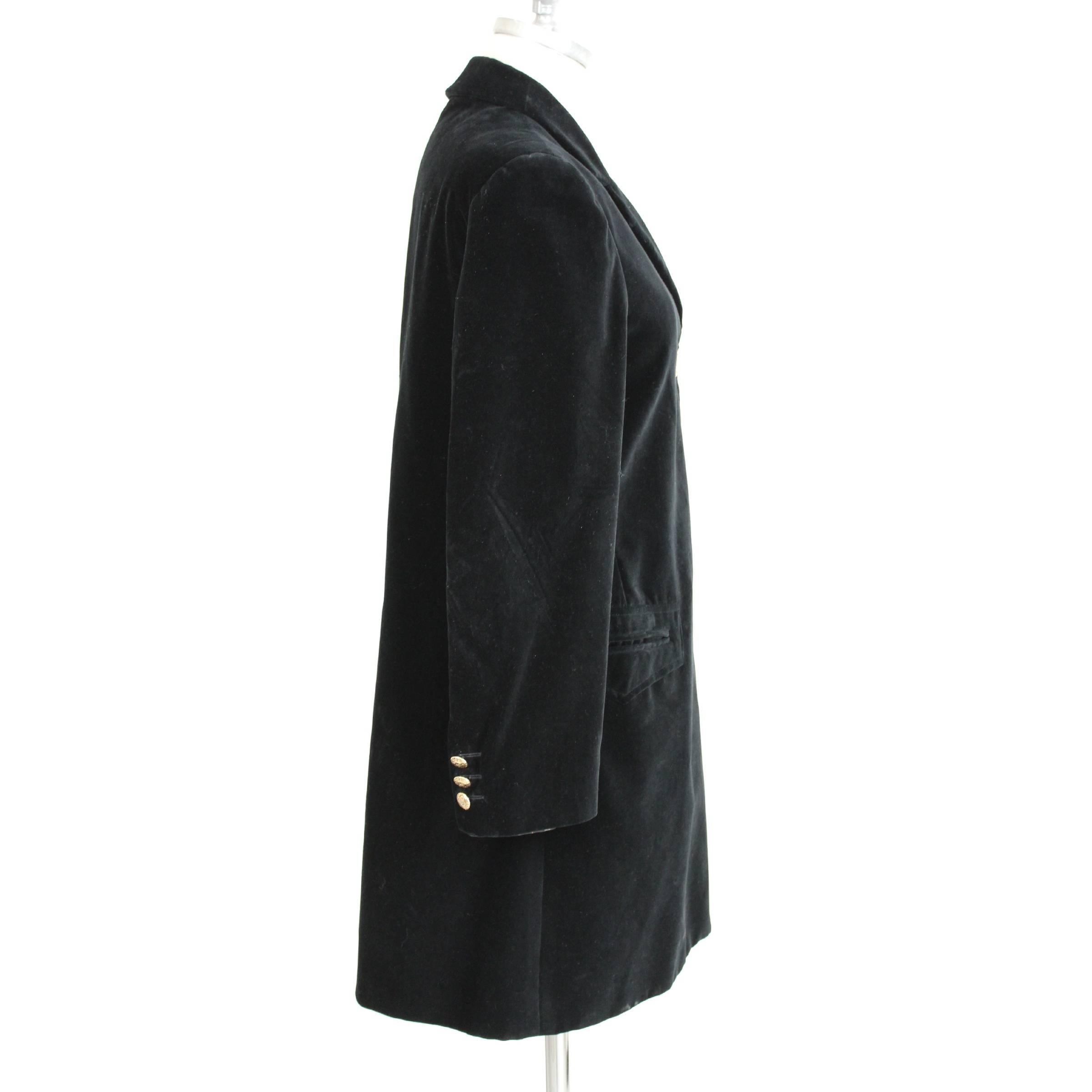 Byblos Cape Poncho Black Velvety Cotton Italian Coat, 1980s In Excellent Condition For Sale In Brindisi, IT