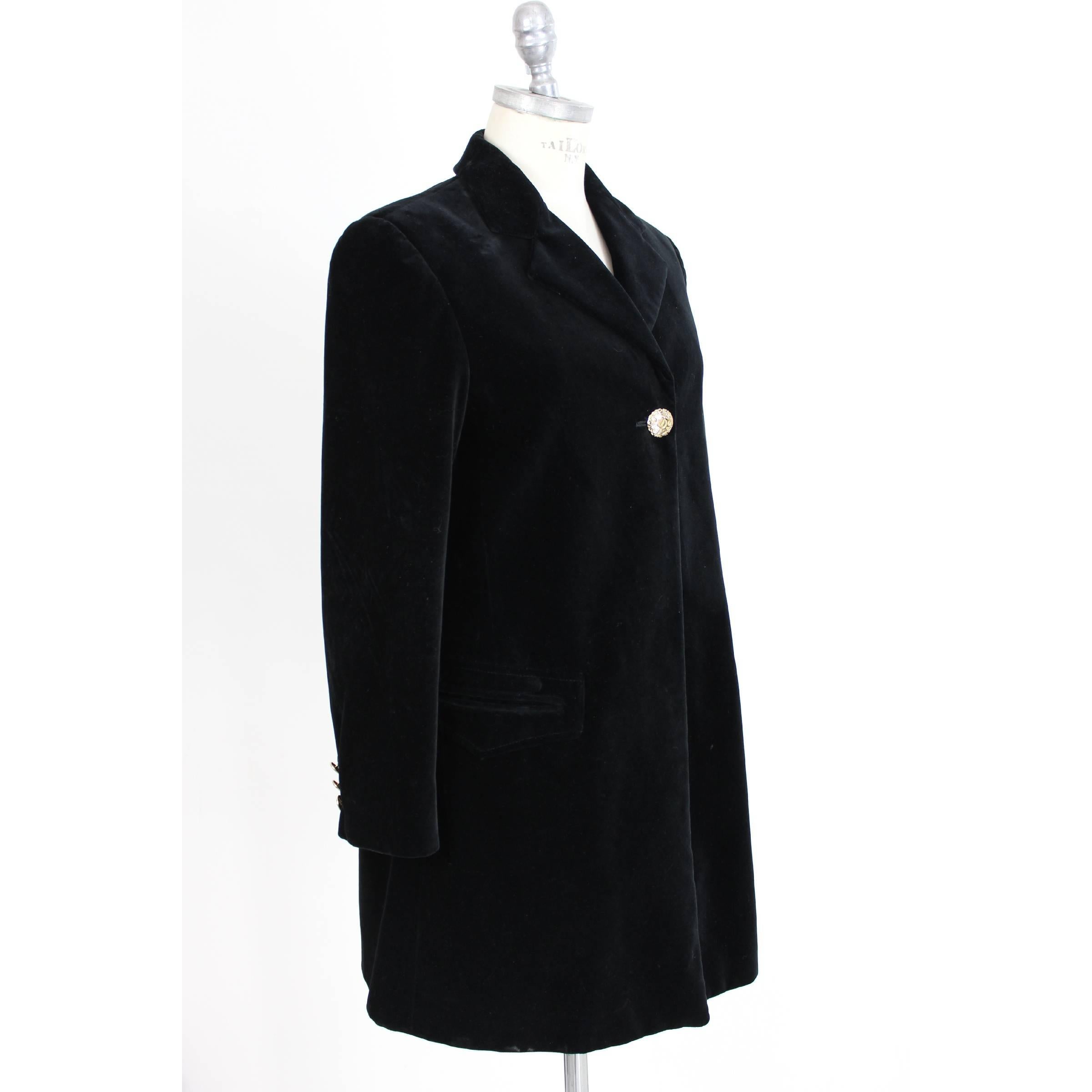 Women's Byblos Cape Poncho Black Velvety Cotton Italian Coat, 1980s For Sale