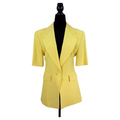 Chaqueta de manga corta de seda amarillo limón Byblos, vintage años 90