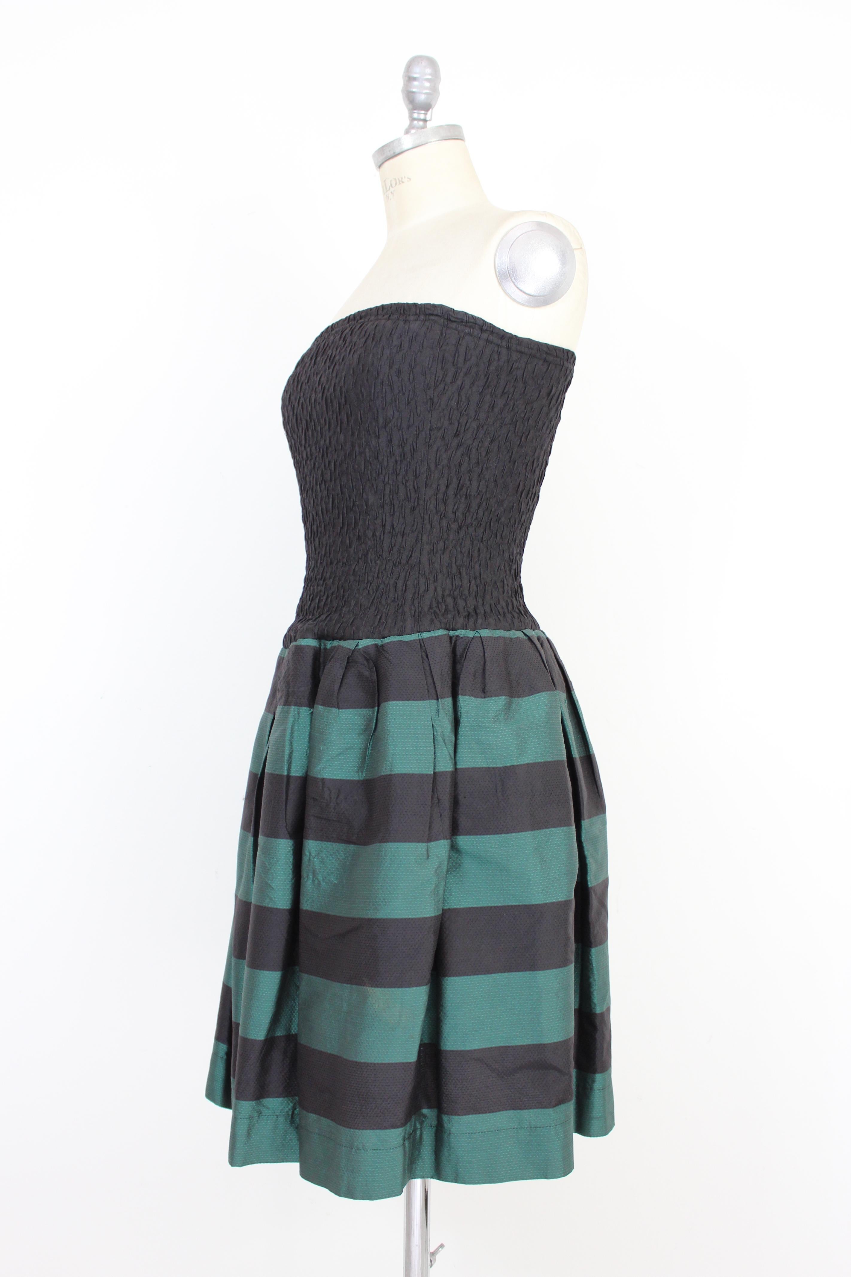 Byblos Green Black Silk Short Rockabilly Dress In Excellent Condition For Sale In Brindisi, Bt