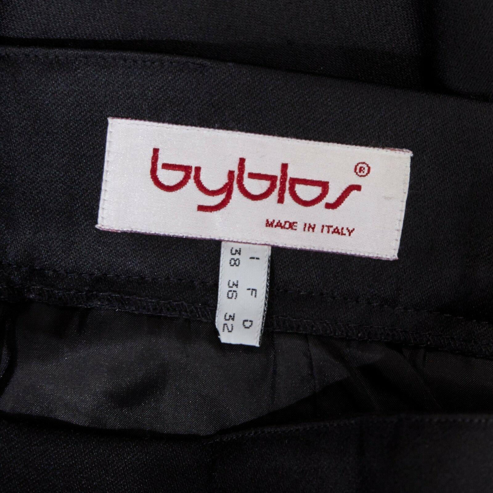 BYBLOS ITALY black dual fold over flap pocket attached panel back skirt IT38 3