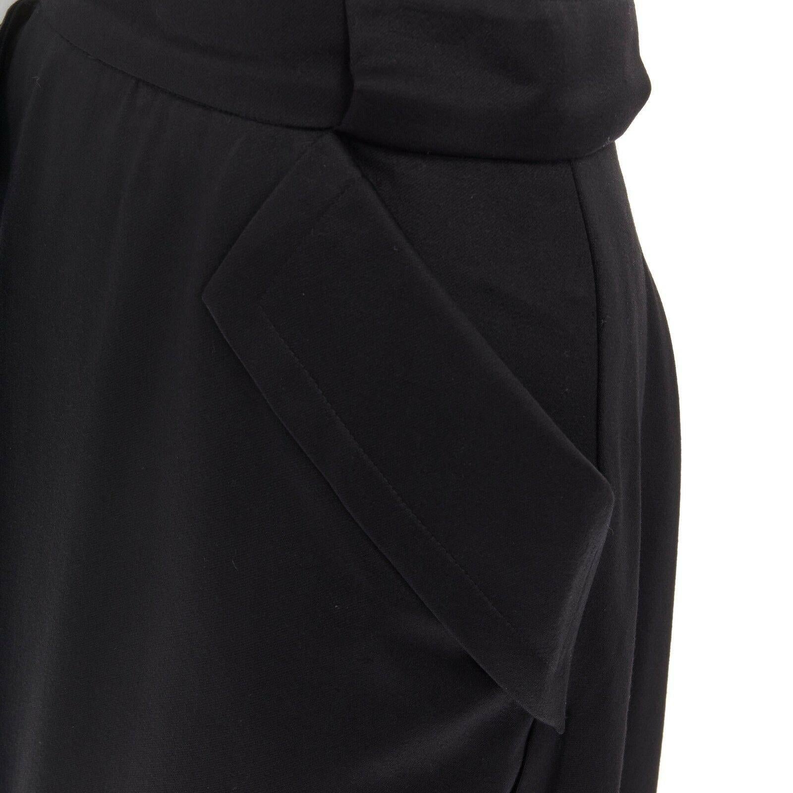 BYBLOS ITALY black dual fold over flap pocket attached panel back skirt IT38 2