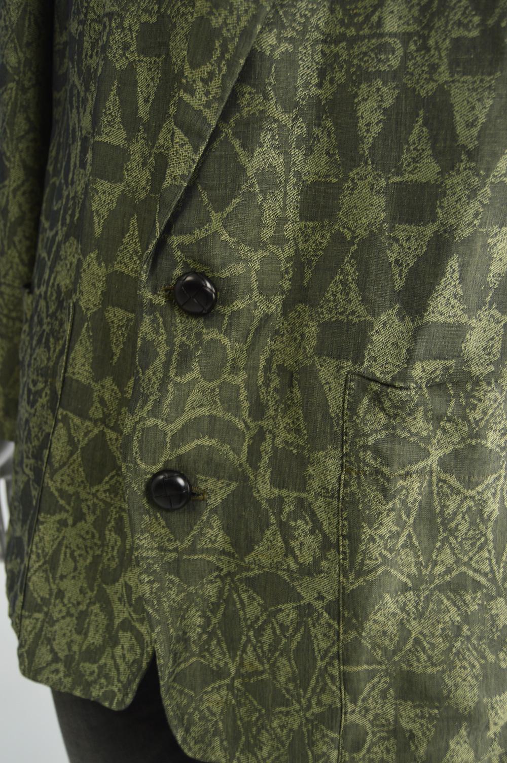 Byblos Men's Vintage Geometric Patterned Linen Shoulder Padded Blazer, 1980s 2