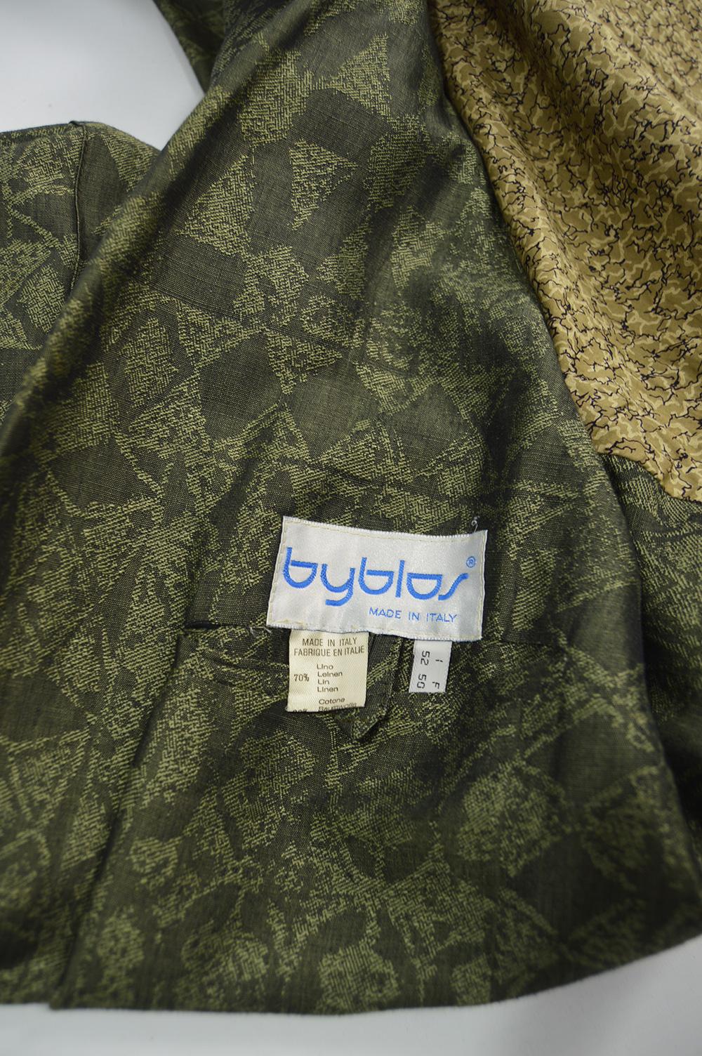 Byblos Men's Vintage Geometric Patterned Linen Shoulder Padded Blazer, 1980s 4
