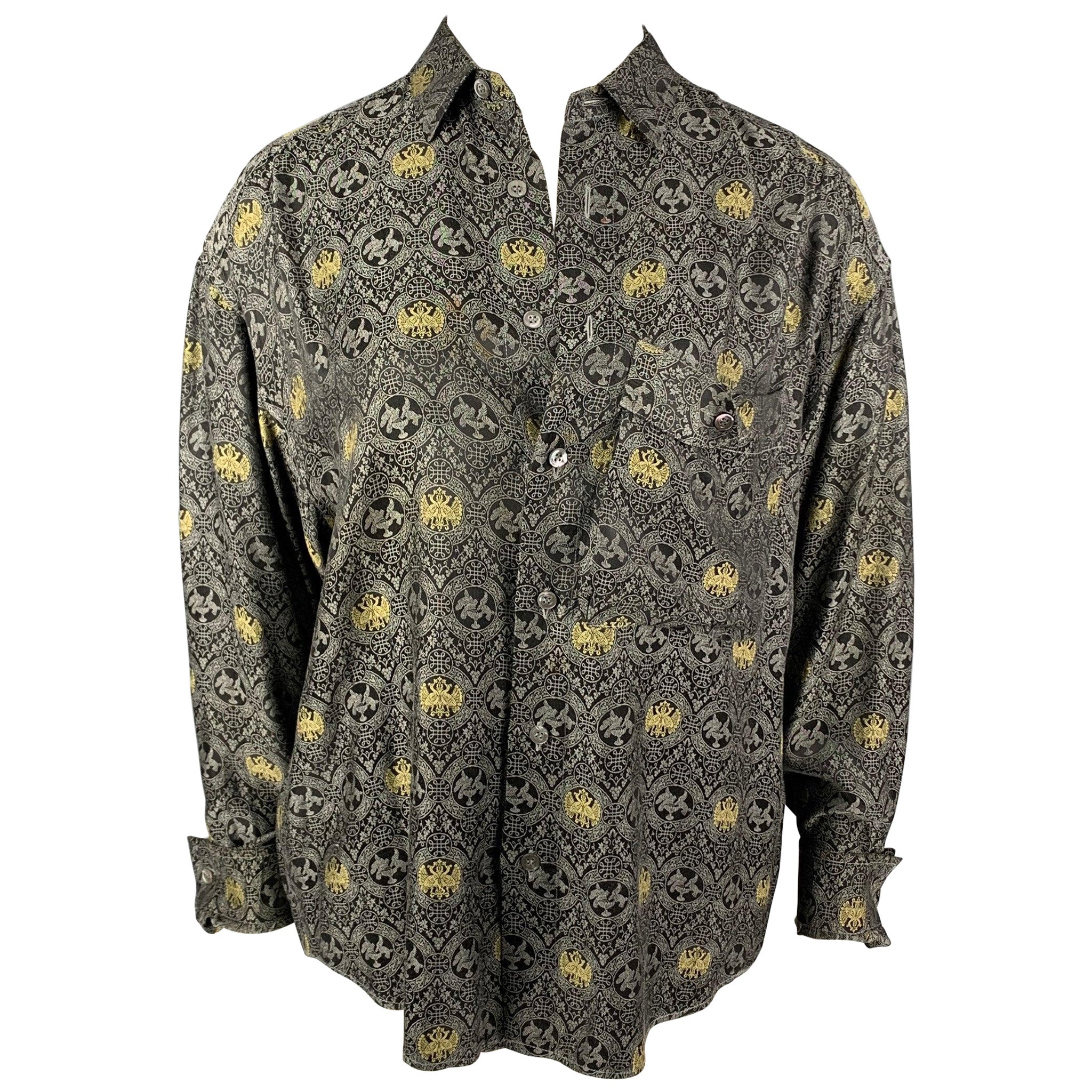 BYBLOS Talla 14 Camisa cuello vuelto gris estampado negro en venta