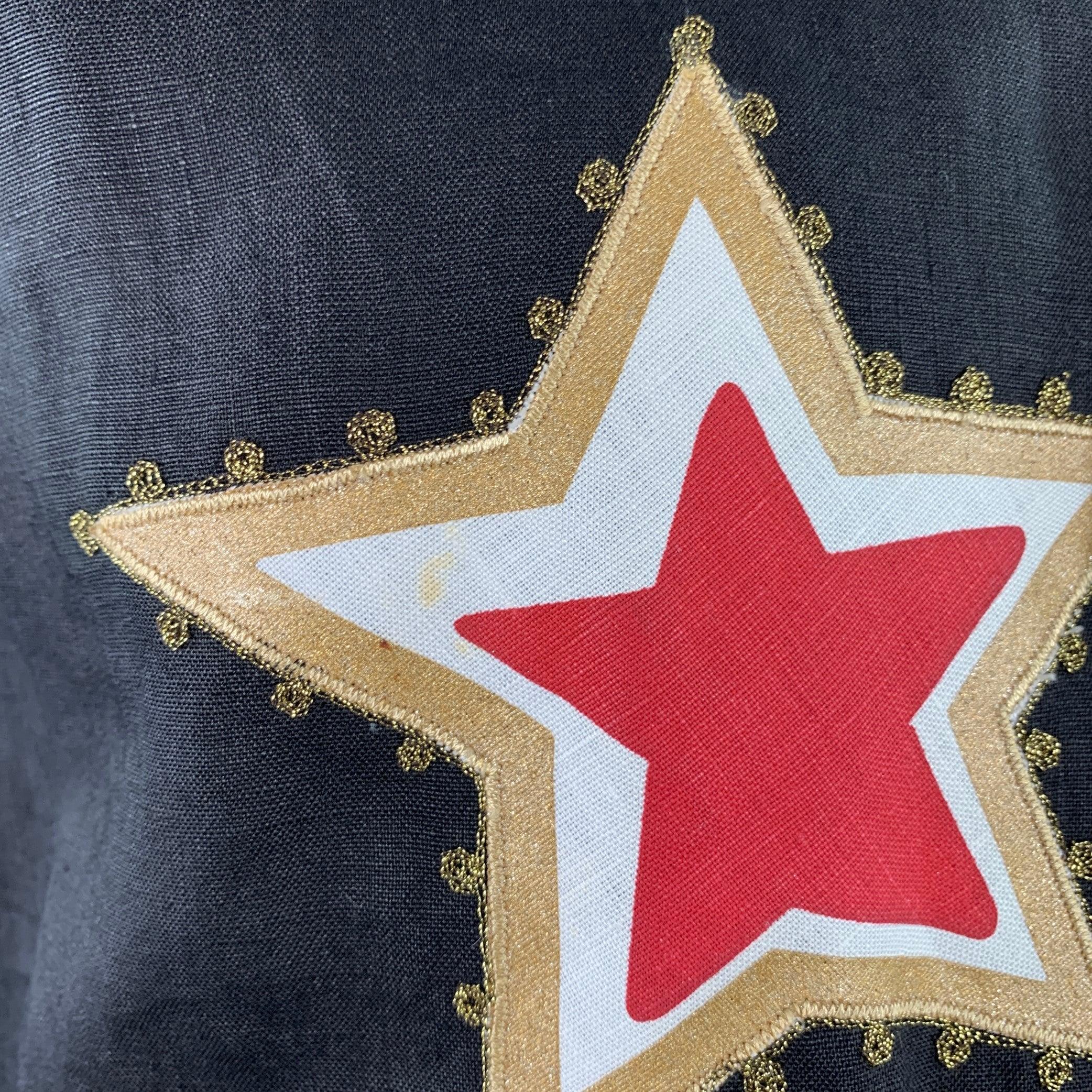 BYBLOS Size 42 Black Multi Color Stars Linen V-Neck Vest For Sale 1